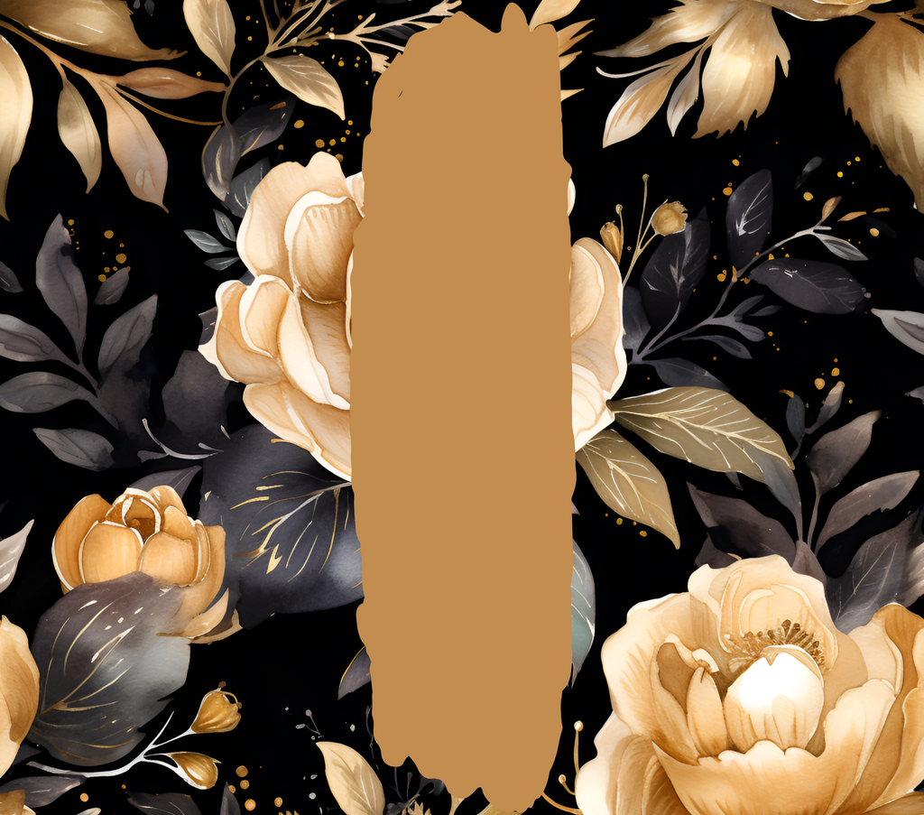 Black Gold Floral Tumbler - Customizable