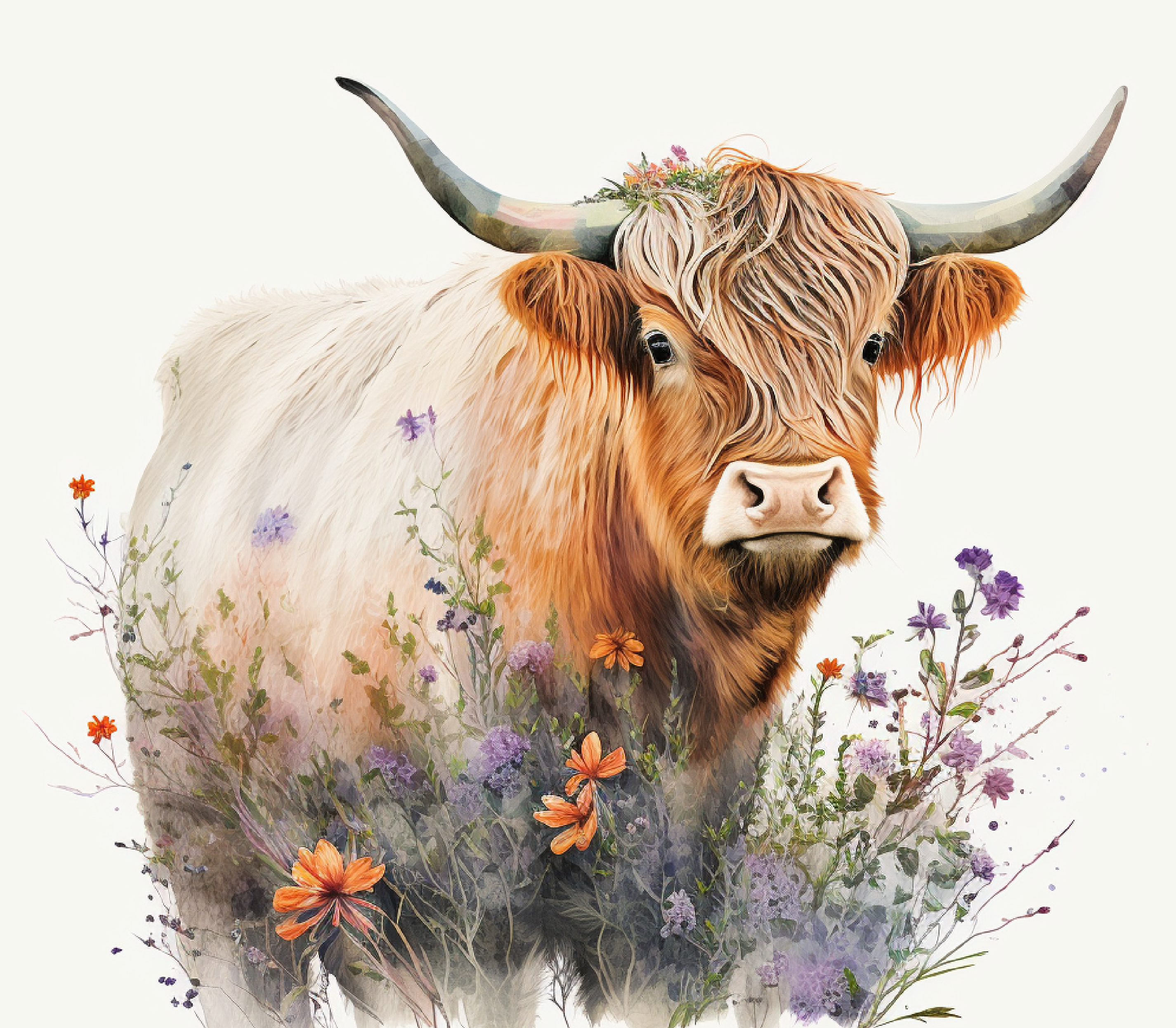 Highland Cow - Wildflower Meadow