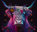 Highland Cow - Floral Fantasy