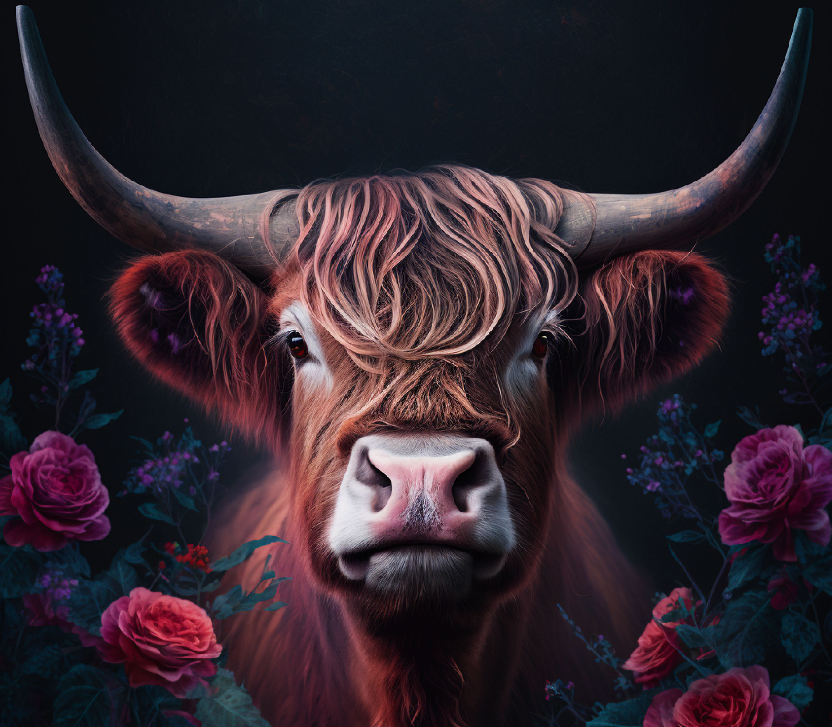 Highland Cow - Rose Noir