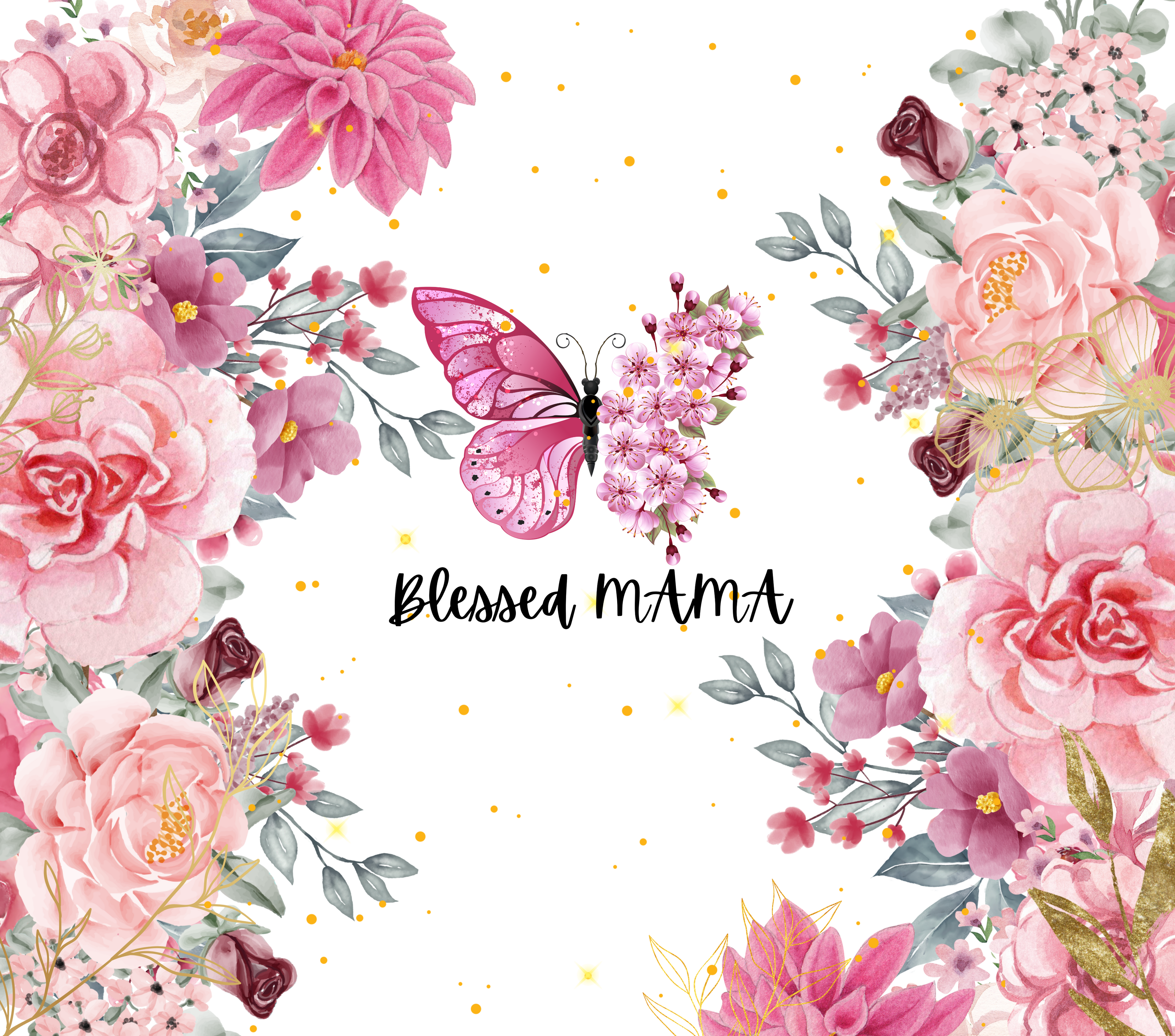 Blessed MAMA Pink Floral Tumbler