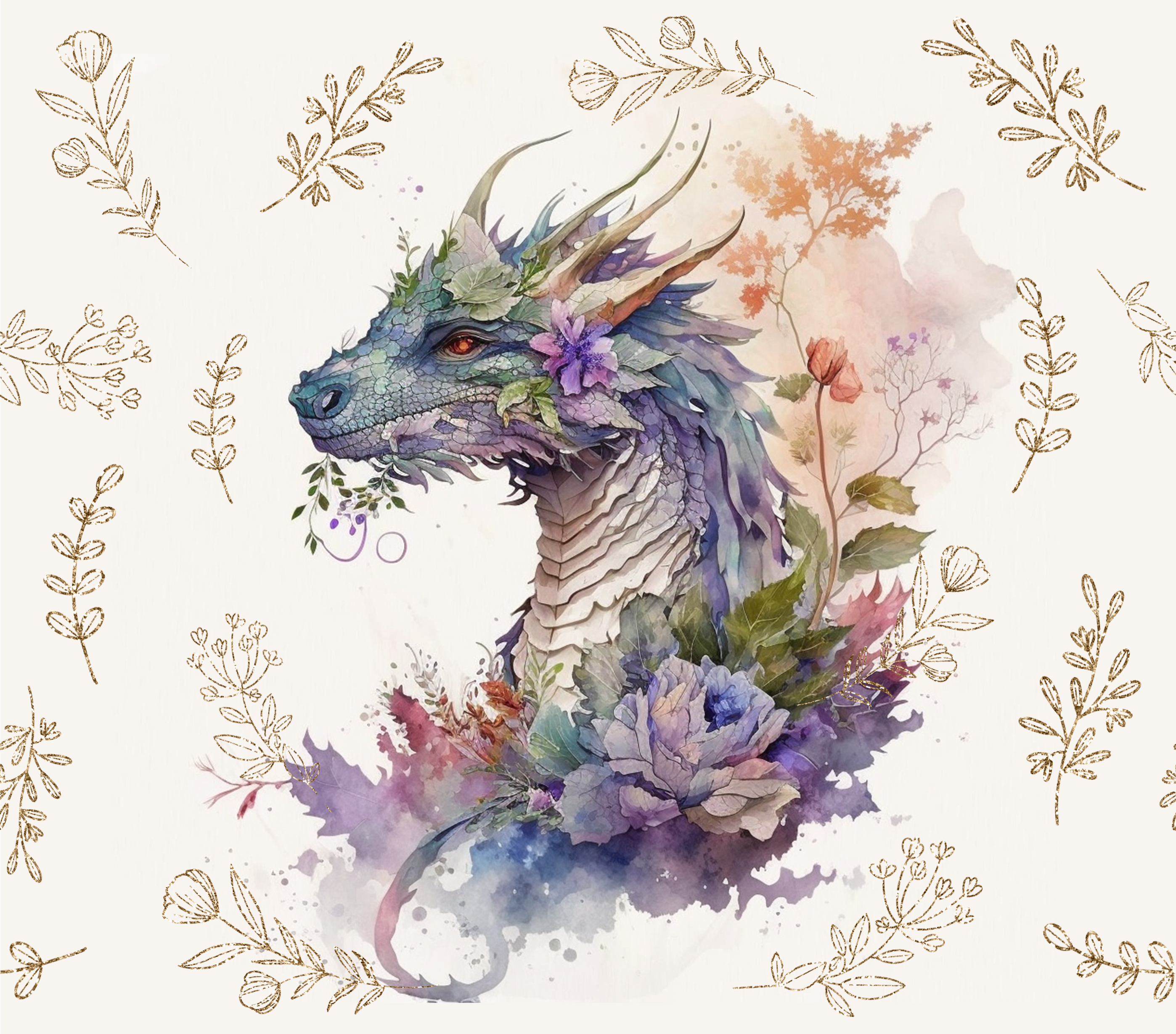 Watercolor Dragon Garden Tumbler