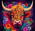 Highland Cow - Rainbow Bloom