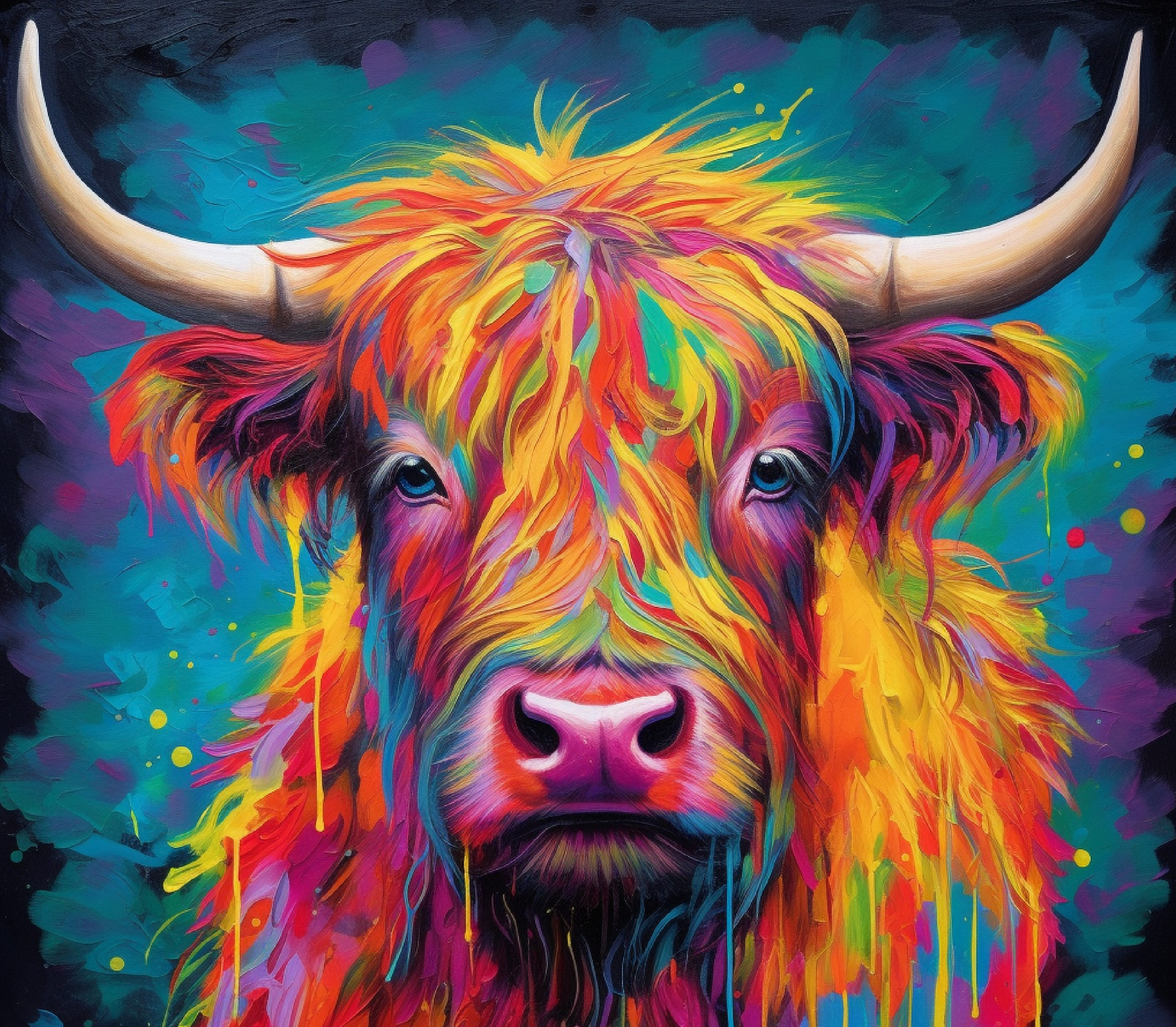 Highland Cow - Paint Splash