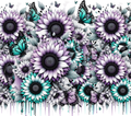 Purple Teal Sunflower Butterfly Drip Tumbler