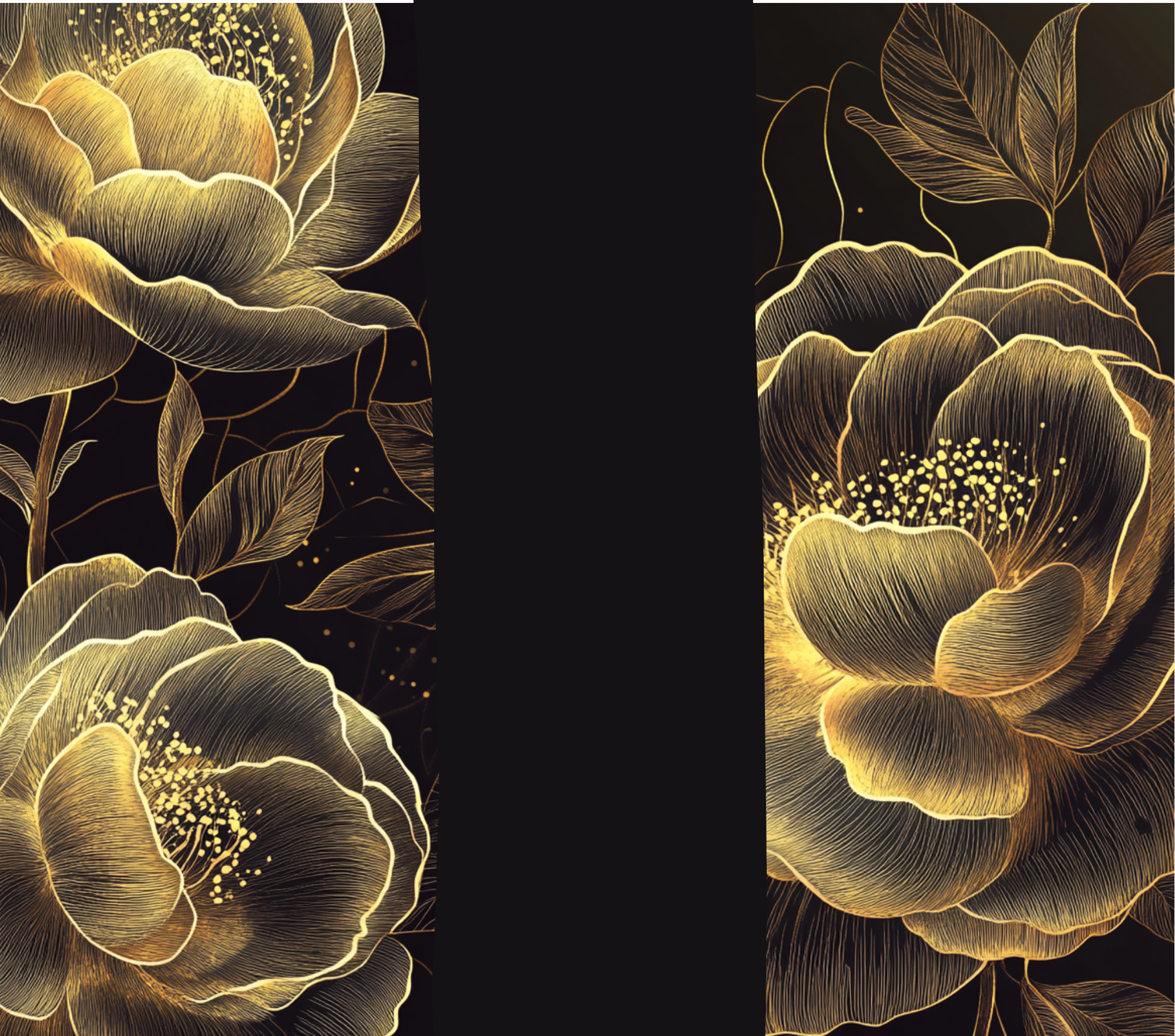 Gold Line Art Floral Tumbler - Customizable