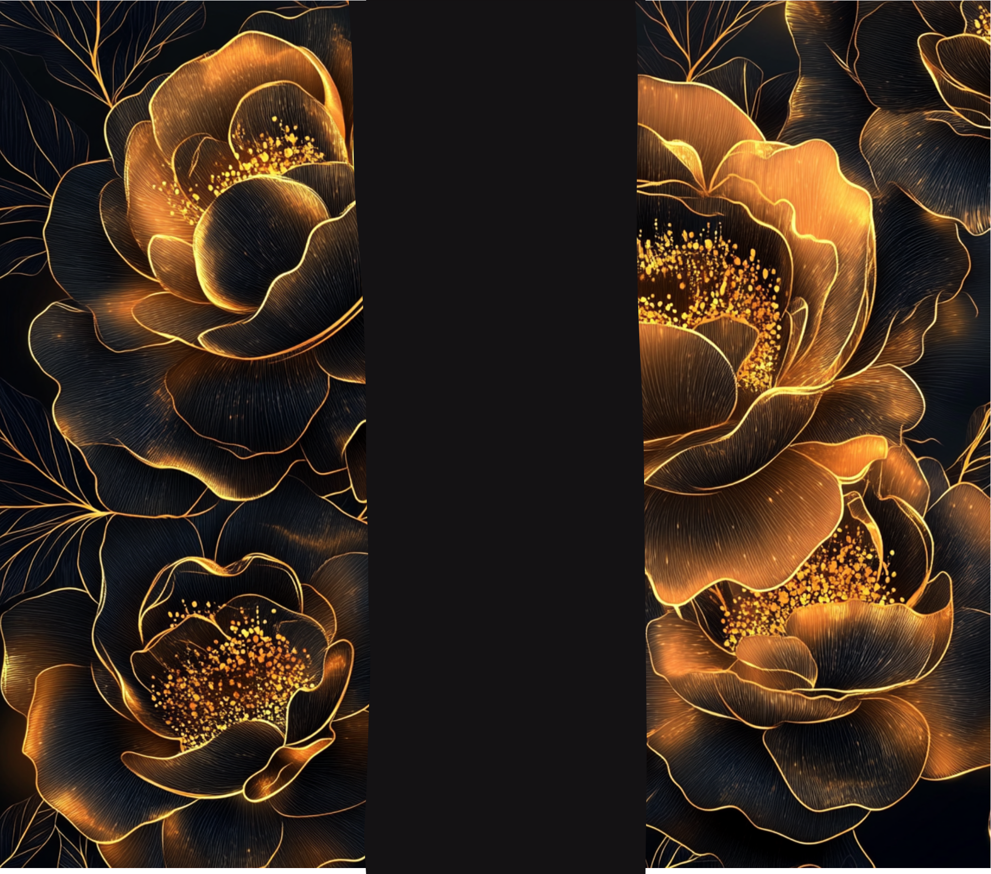 Gold Black Floral Tumbler - Customizable