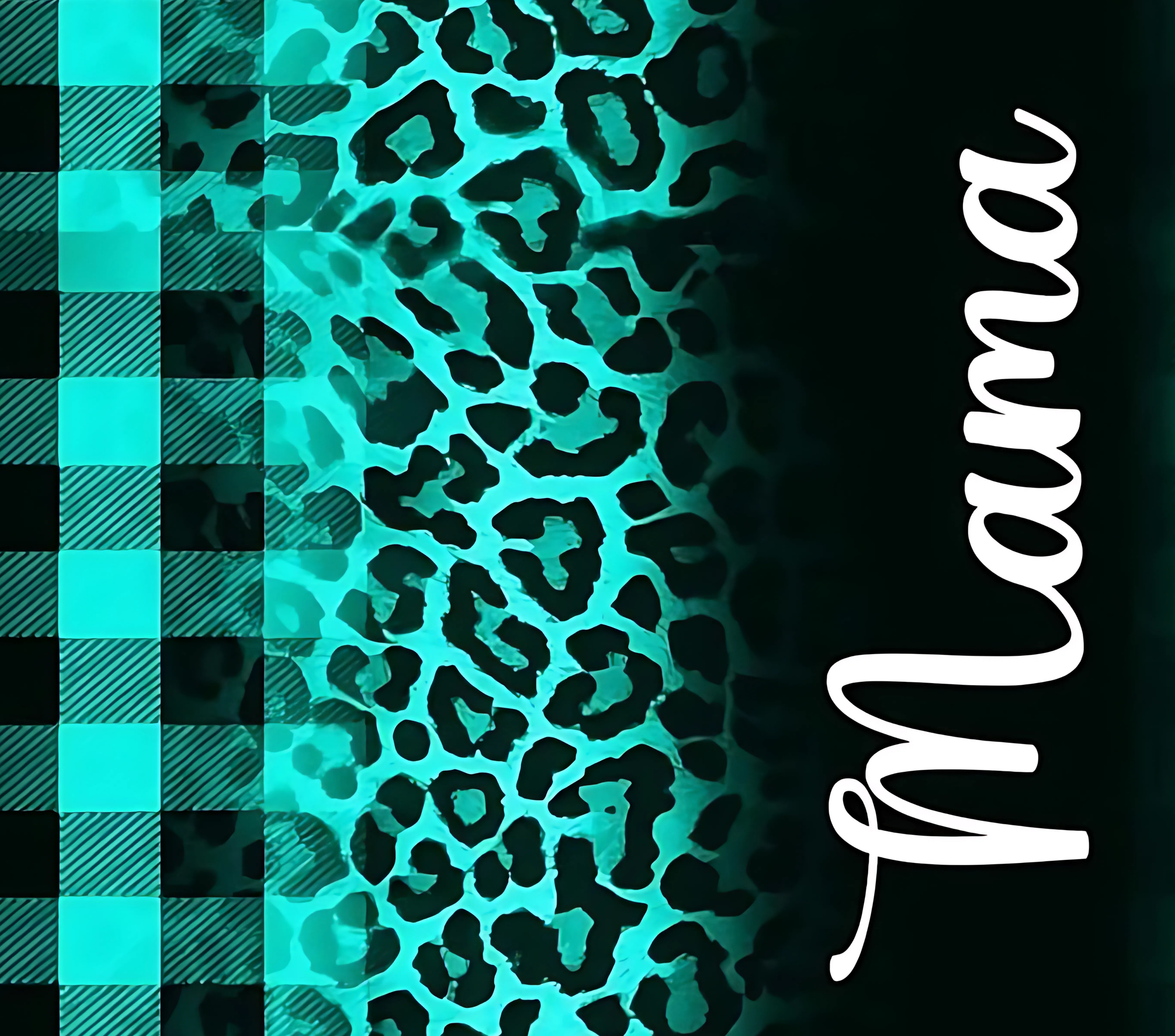 Mama Turquoise Leopard Plaid Tumbler