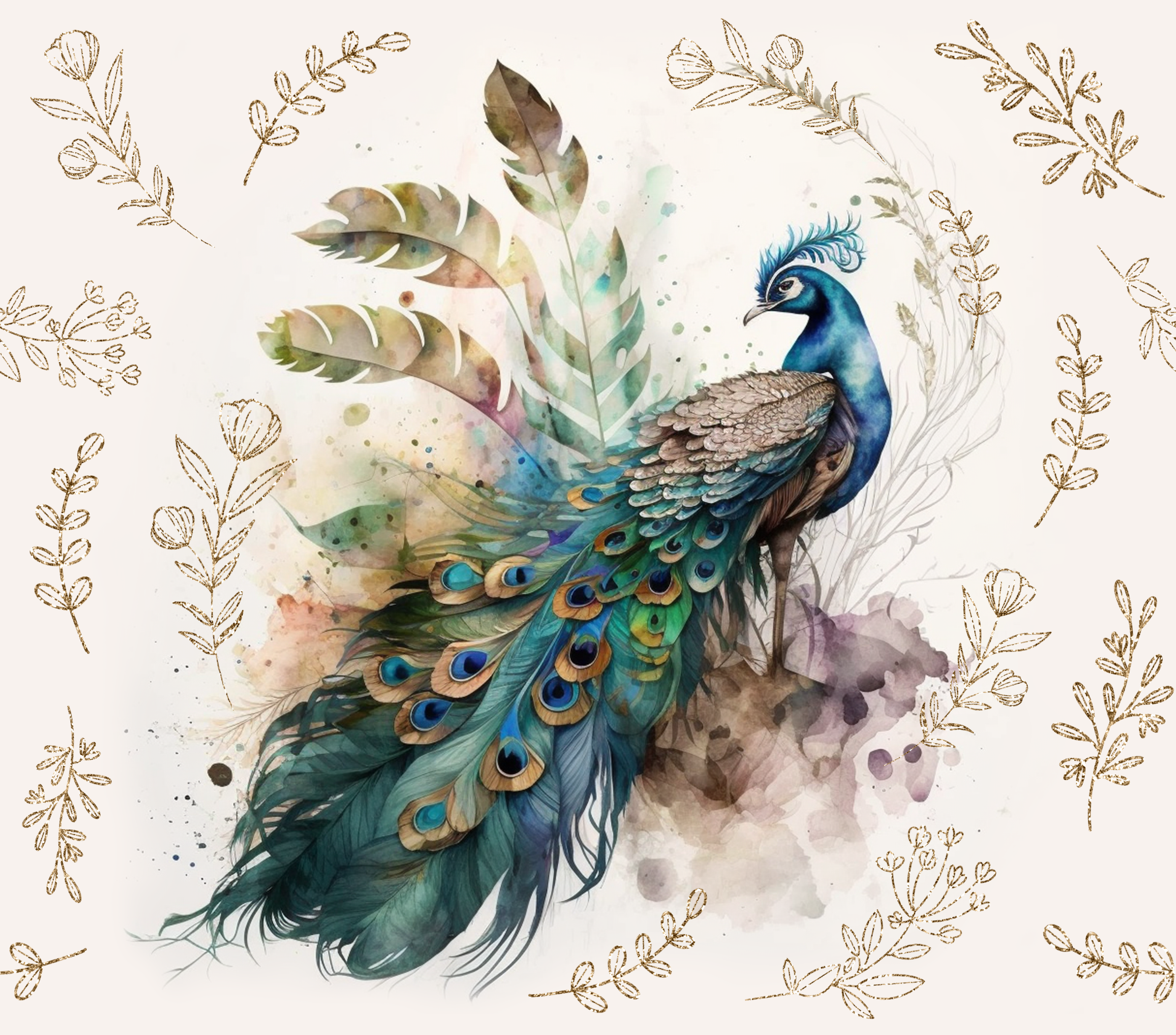 Watercolor Peacock Tumbler