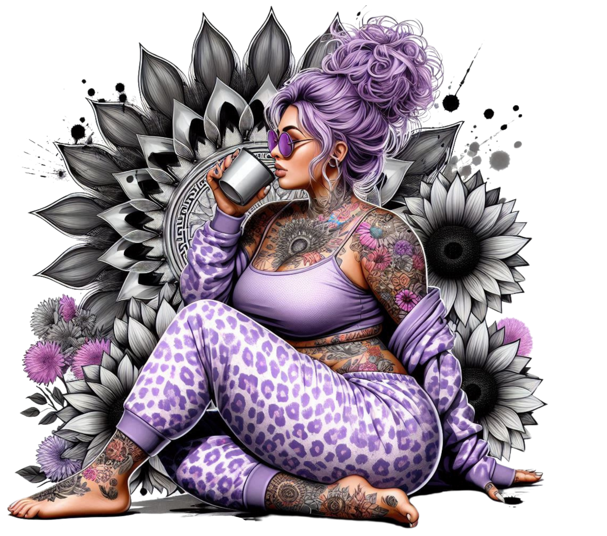 Purple Leopard Pajamas & Coffee Tumbler