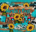 World's Best Mama Leopard Sunflower Rustic Wood Tumbler