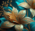 Teal Gold Ornate Lily Tumbler