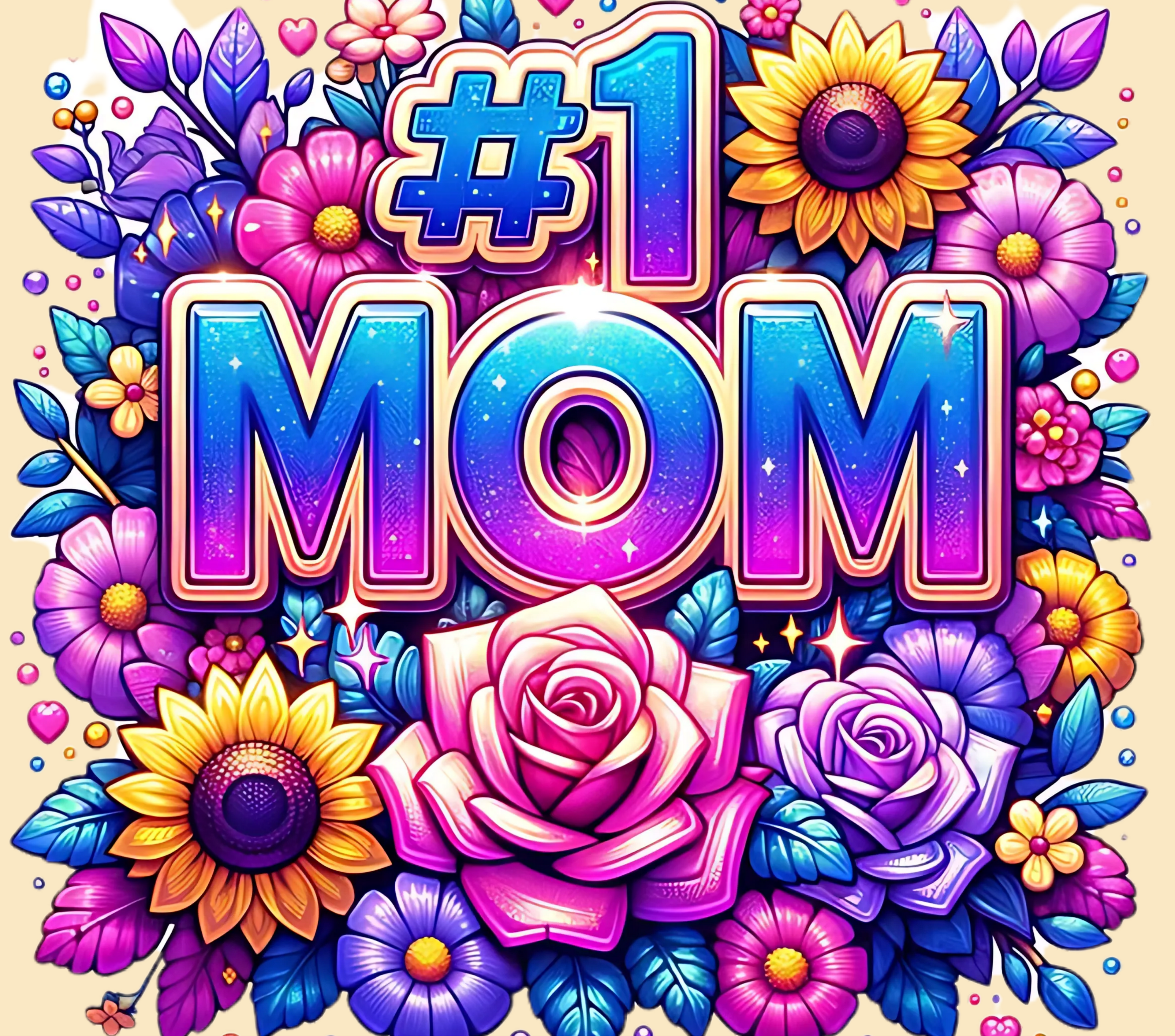 #1 MOM Floral Tumbler