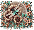 Teal Dragonfly Mandala Sunflower Tumbler