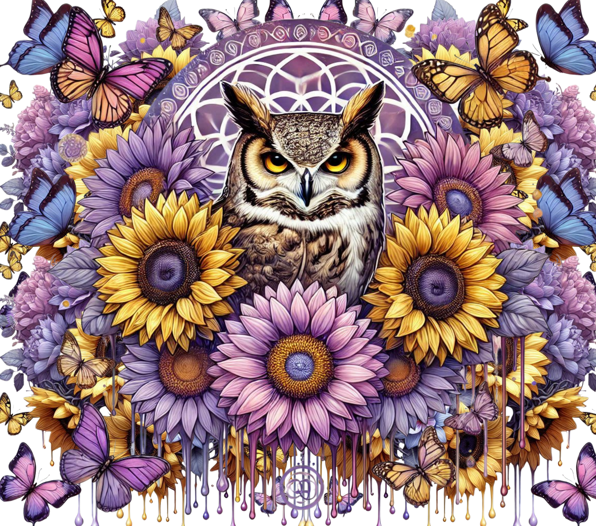 Sacred Owl Mandala Garden Tumbler