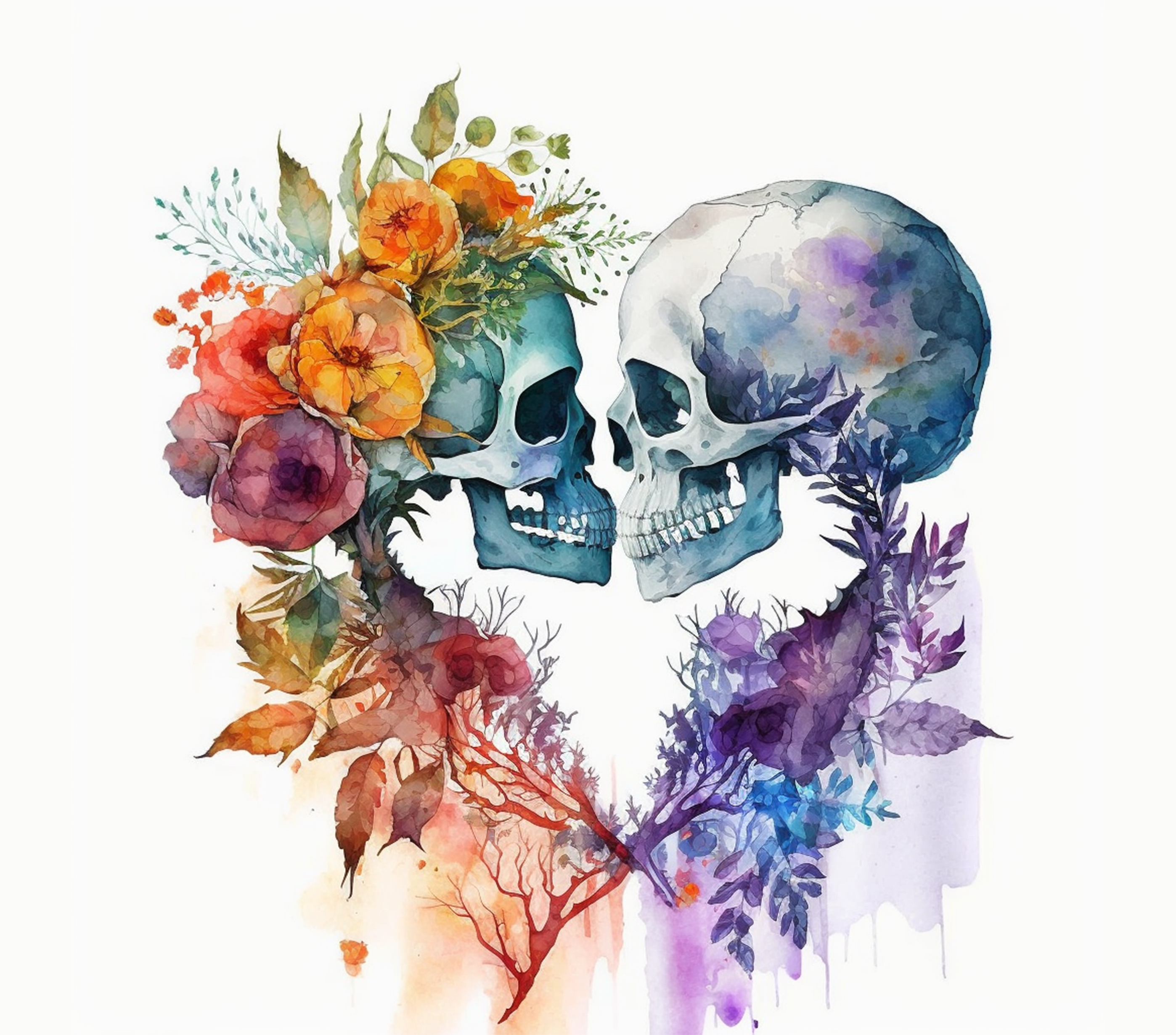 Watercolor Skull Lovers Tumbler