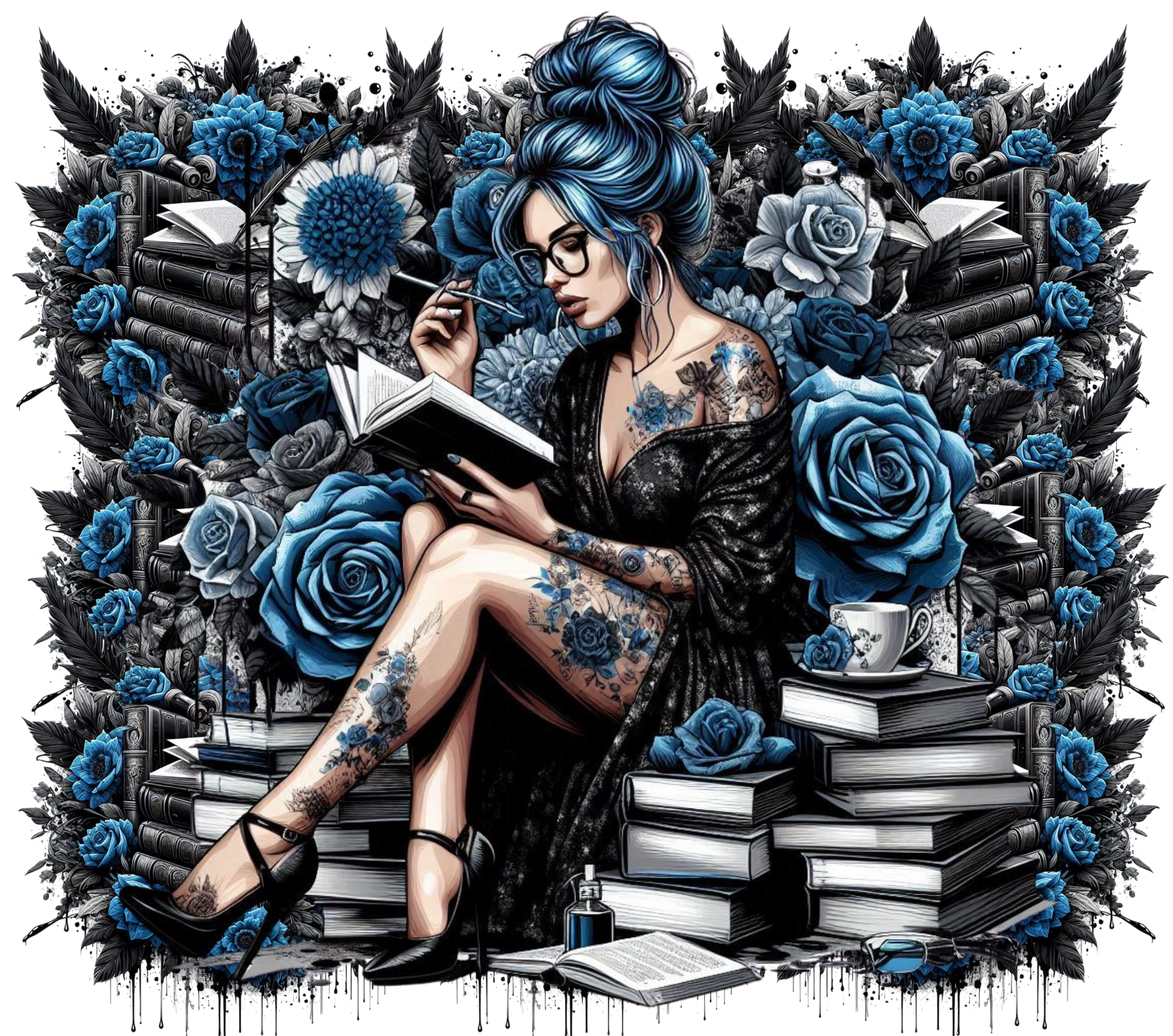 Blue Roses Books & Coffee Tumbler