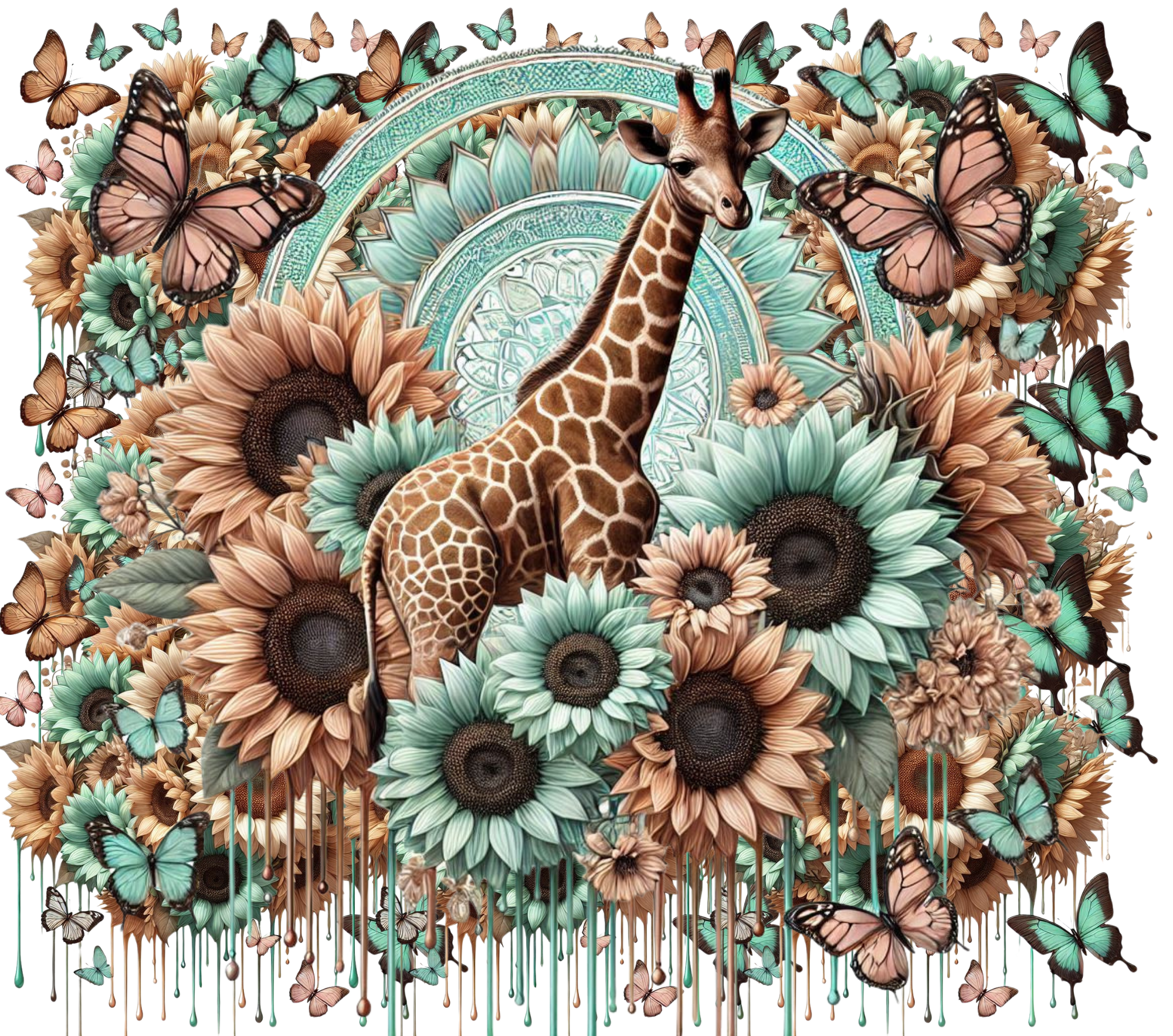 Giraffe Sunflower Garden Tumbler
