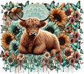 Highland Cow Tumbler - Turquoise Mandala