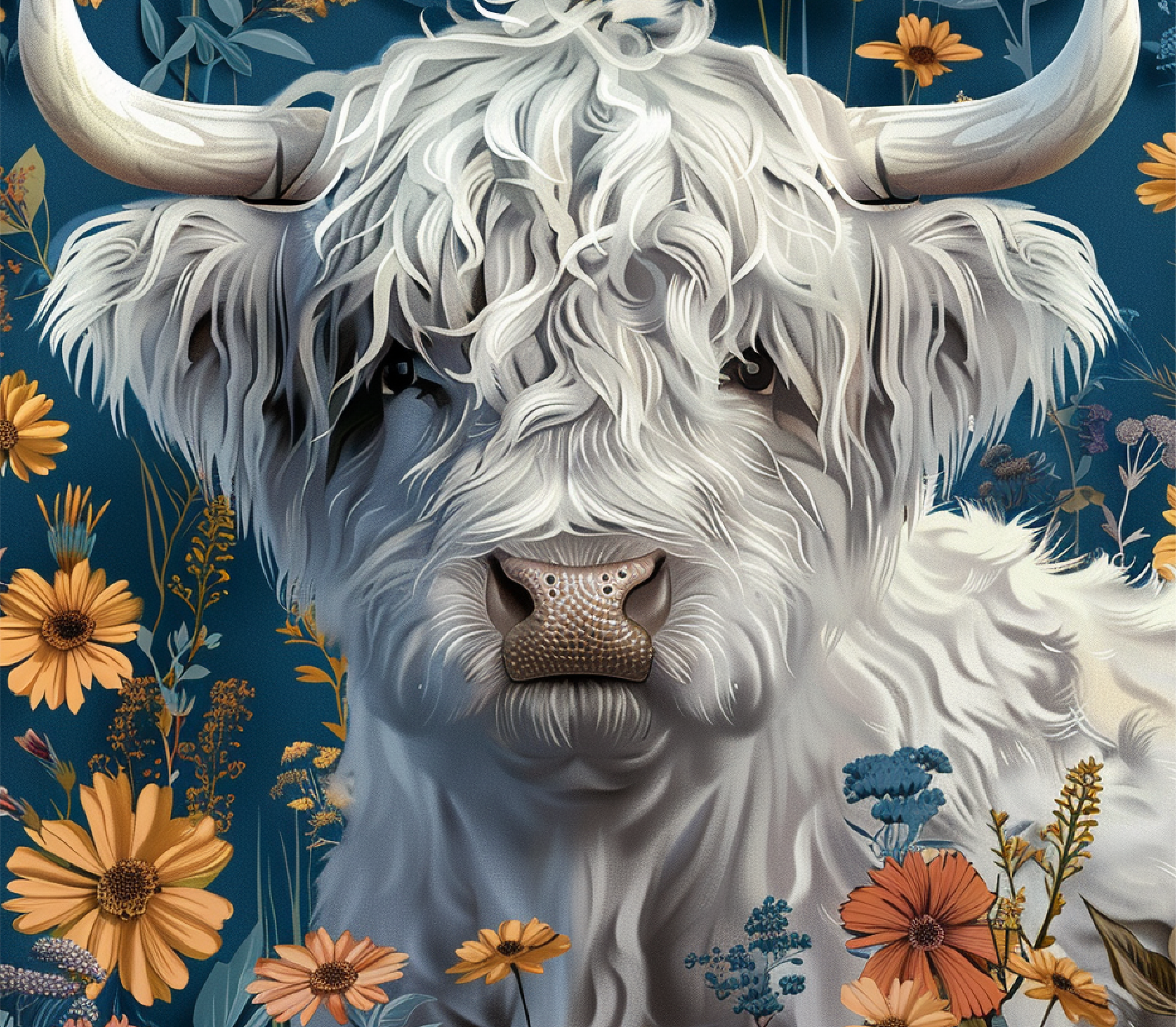 Highland Cow - Golden Daisy
