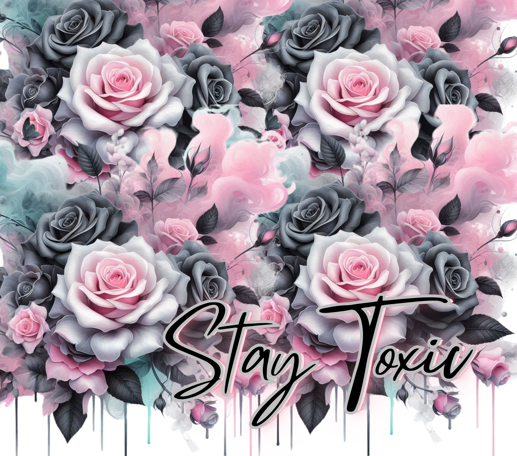 Stay Toxic Pink Gray Rose Tumbler