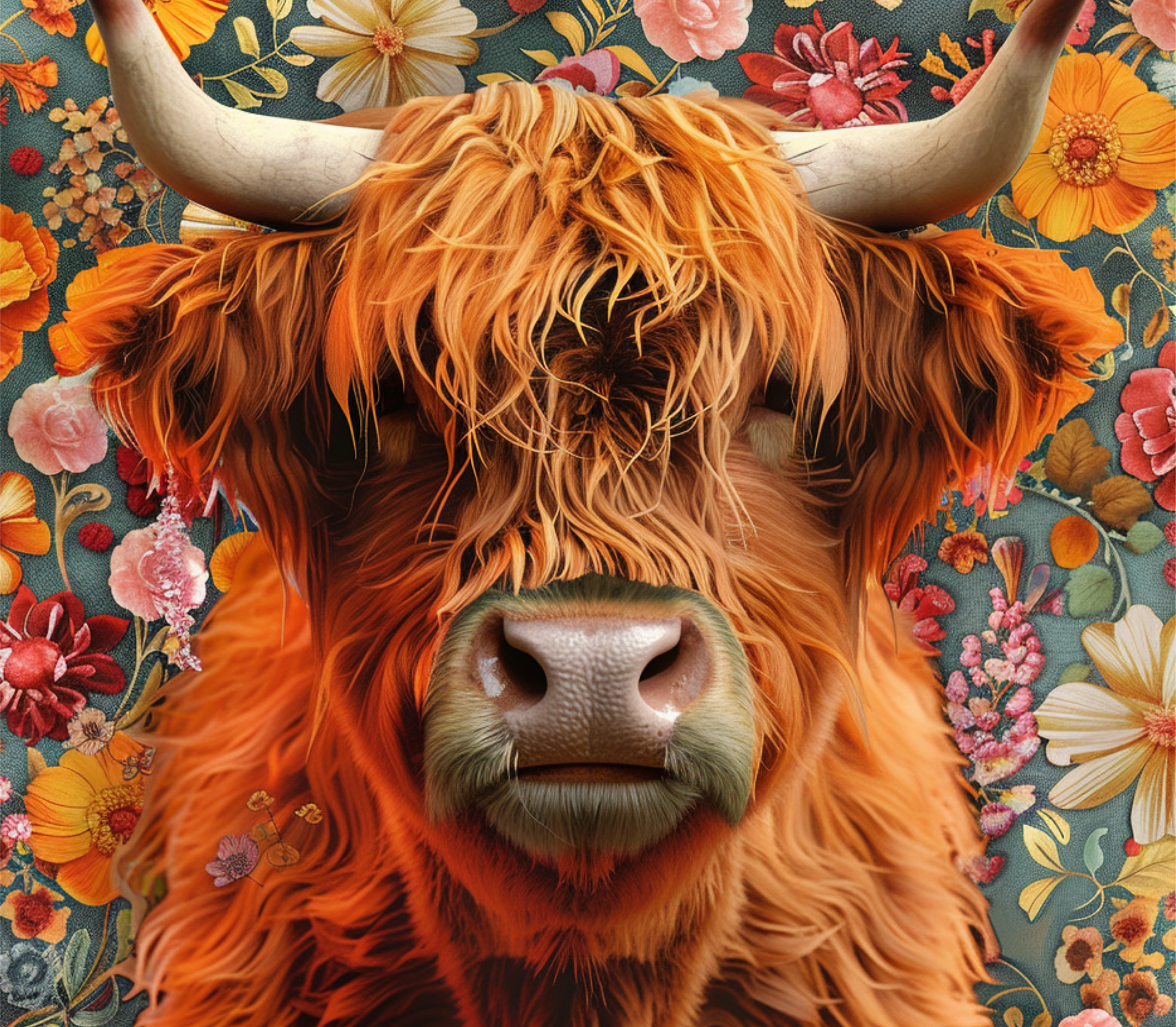 Highland Cow - Vintage Garden