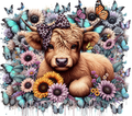 Highland Cow Tumbler - Leopard Bow