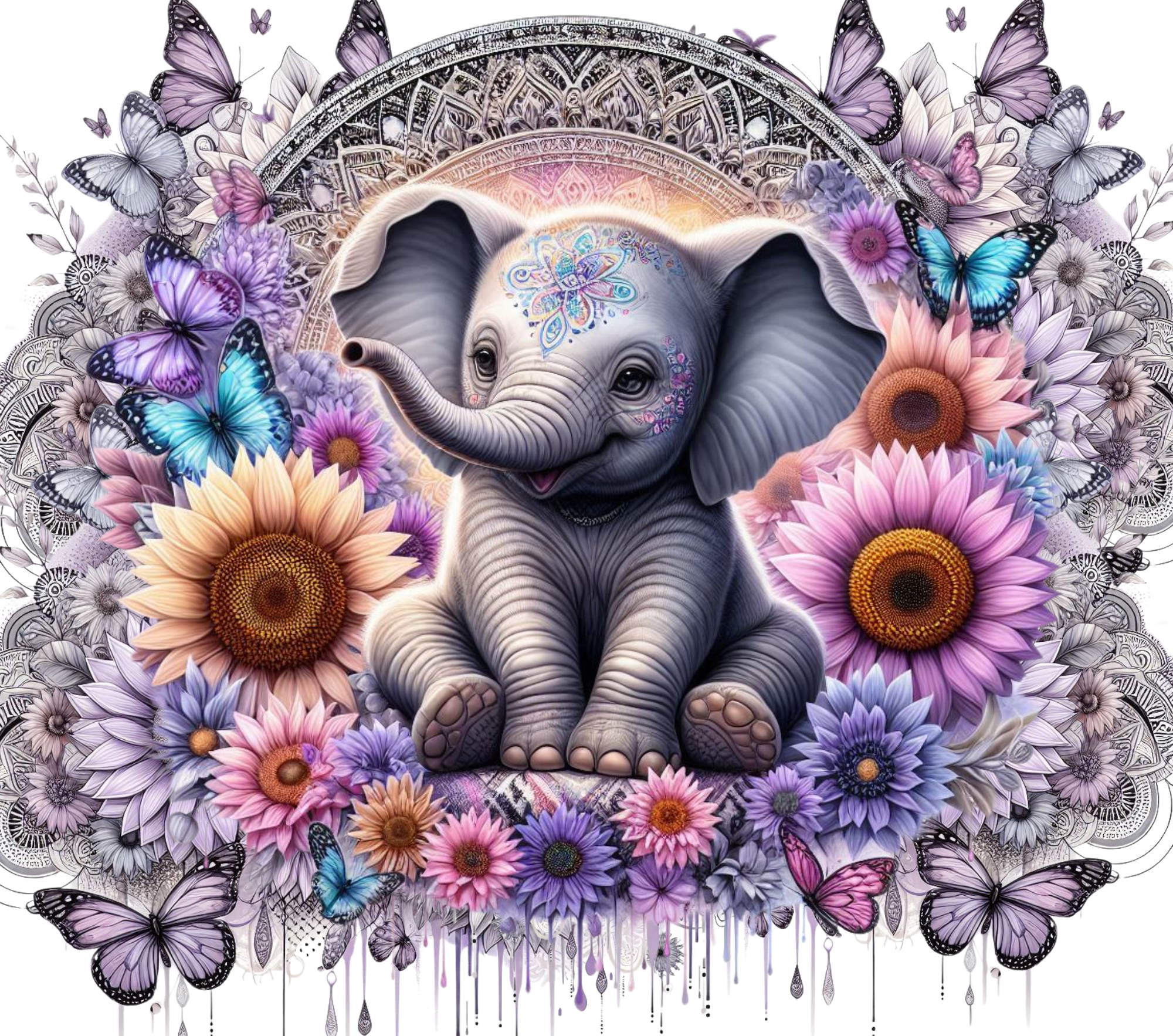 Baby Elephant Mandala Tumbler