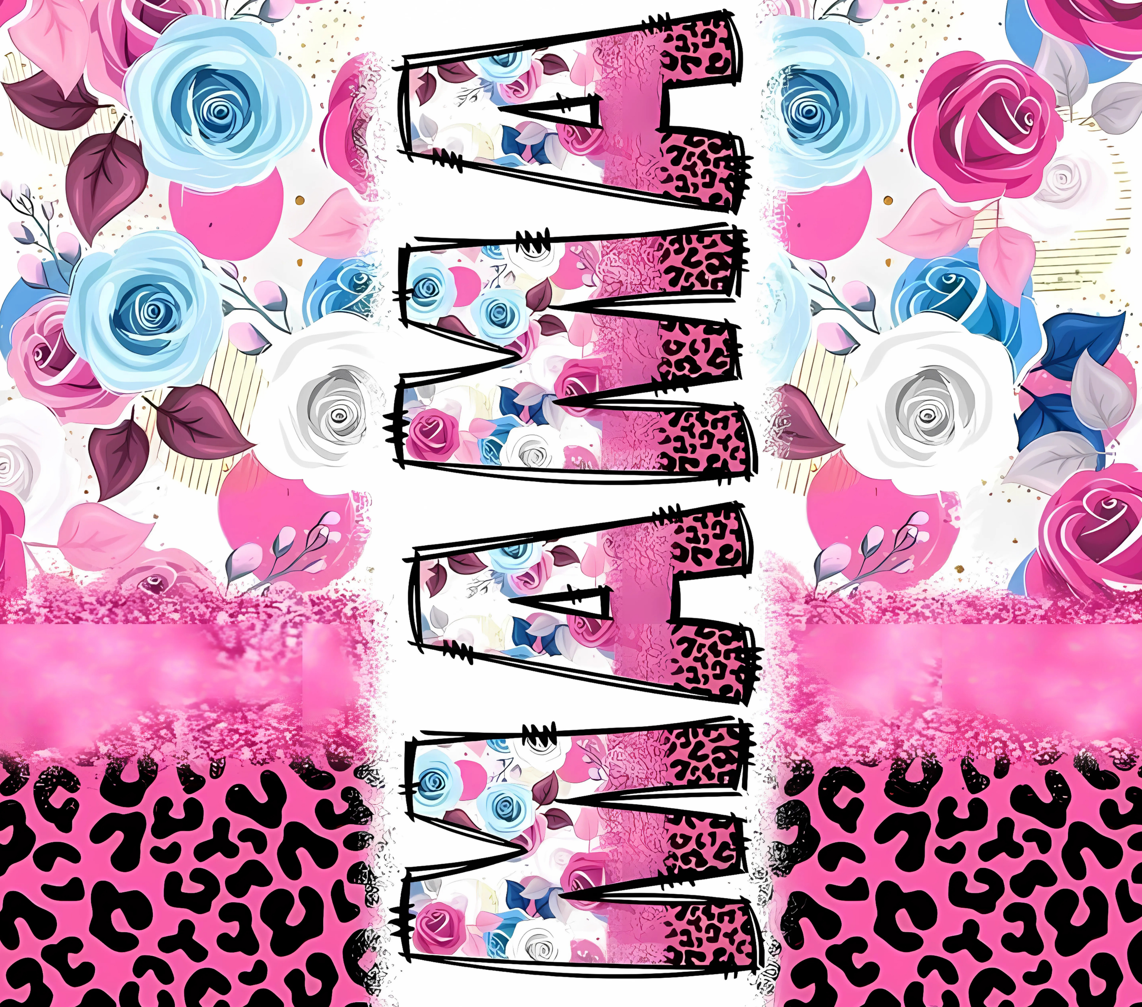 Mama Floral Leopard Print Tumbler - Mother's Day Gift