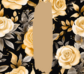 Cream Gold Rose Black Tumbler - Customizable