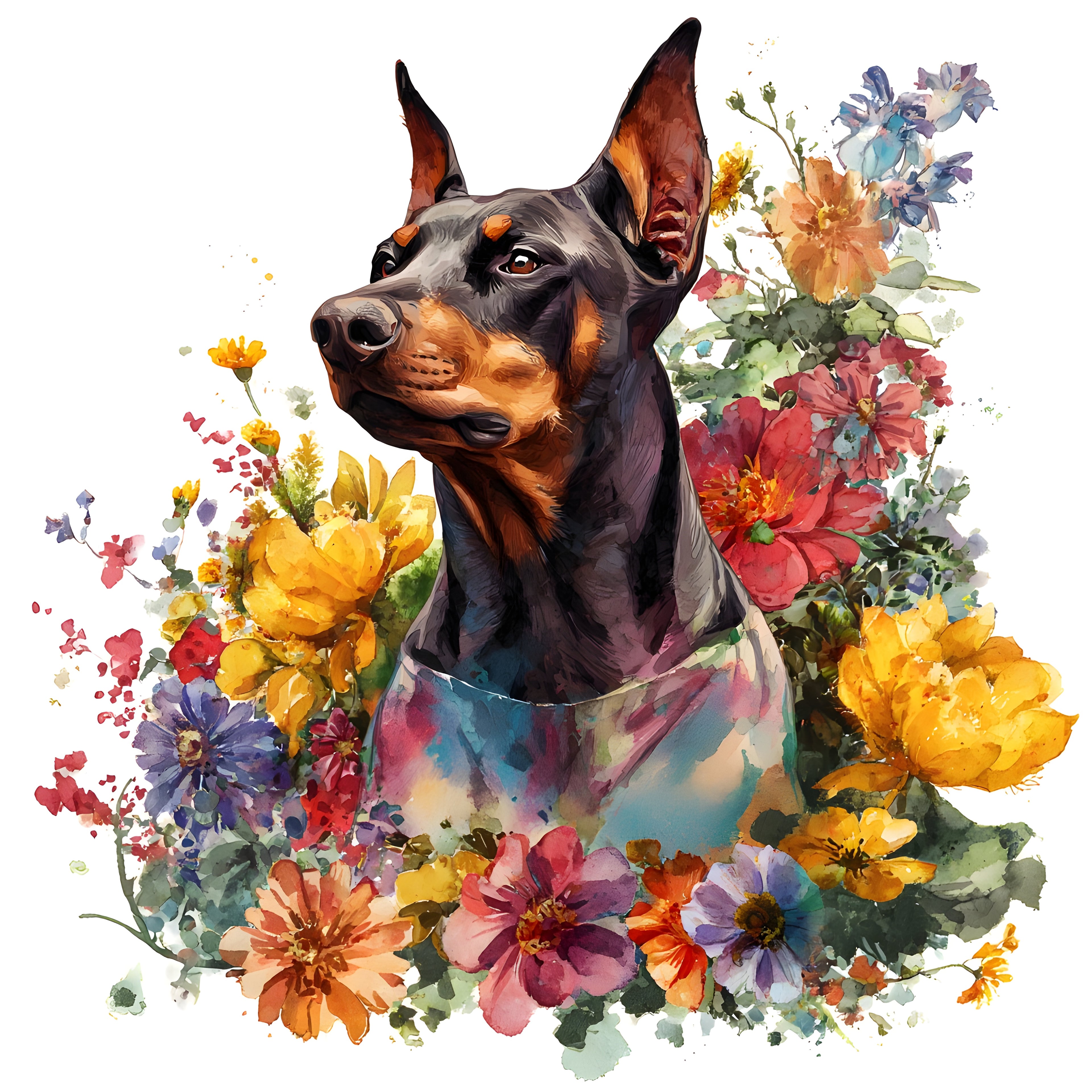Doberman Pinscher Wildflower Tumbler 1