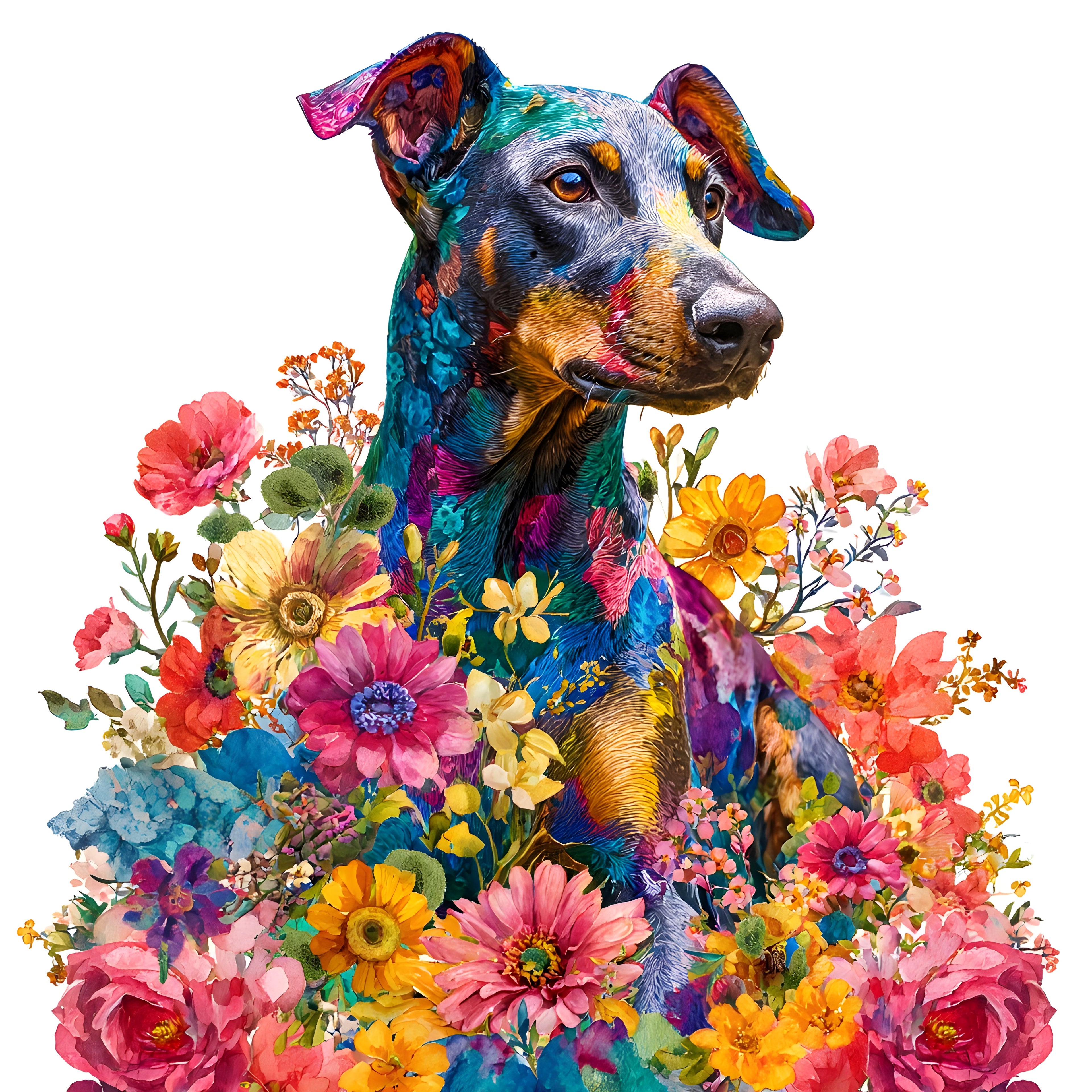 Rainbow Doberman Pinscher Floral Tumbler 4