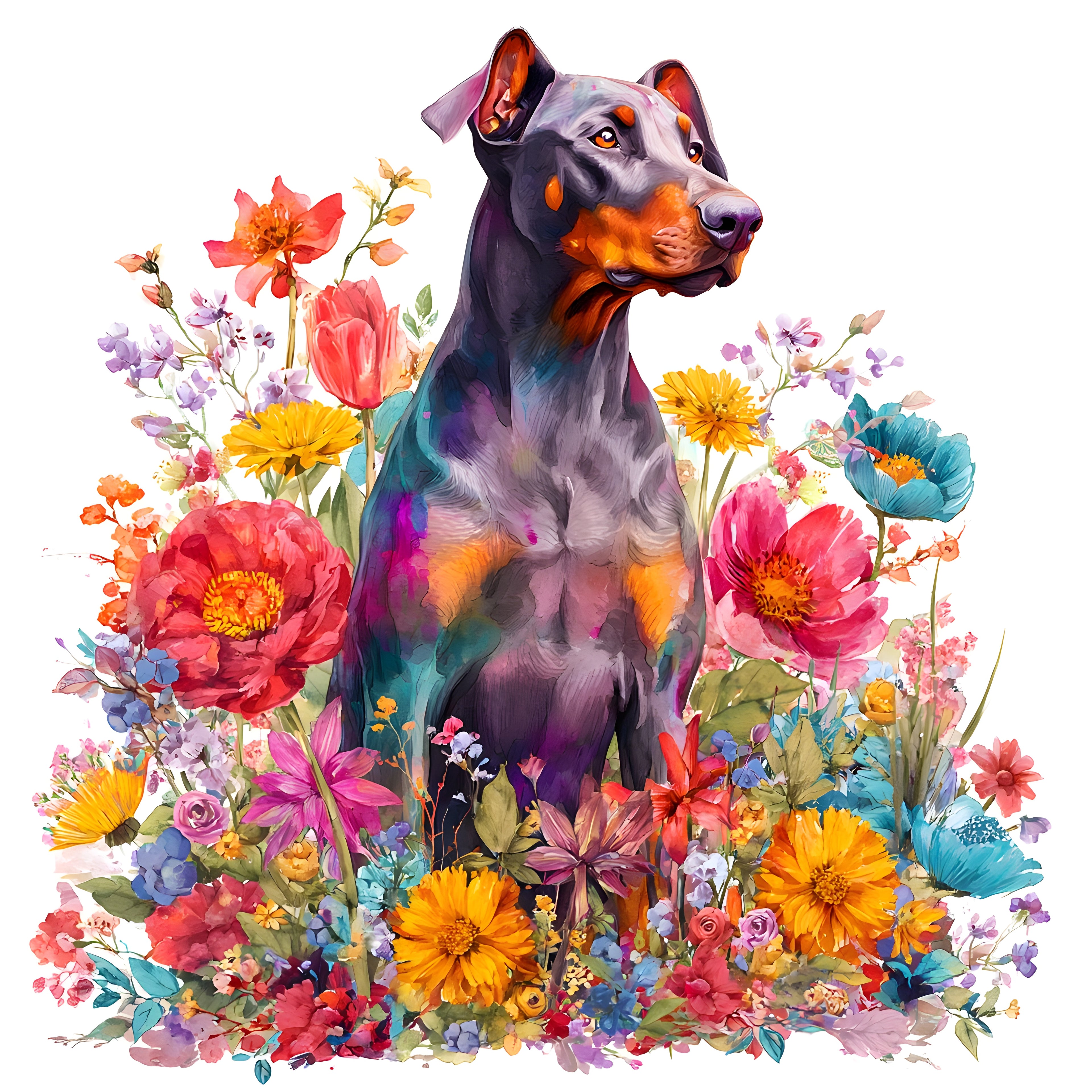 Rainbow Doberman Pinscher Garden Tumbler 5