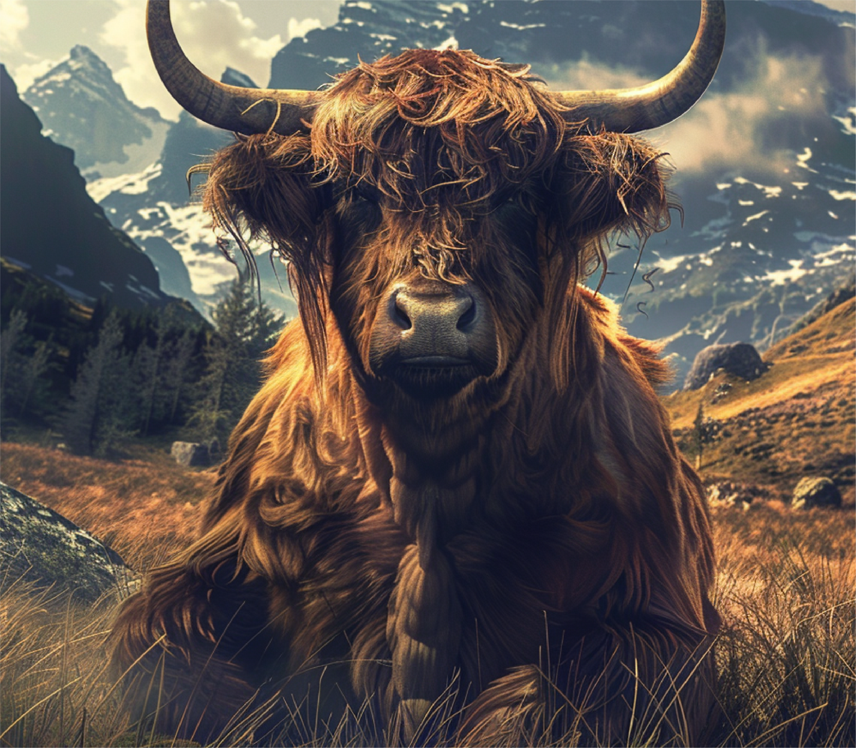 Highland Cow Mountain Majesty