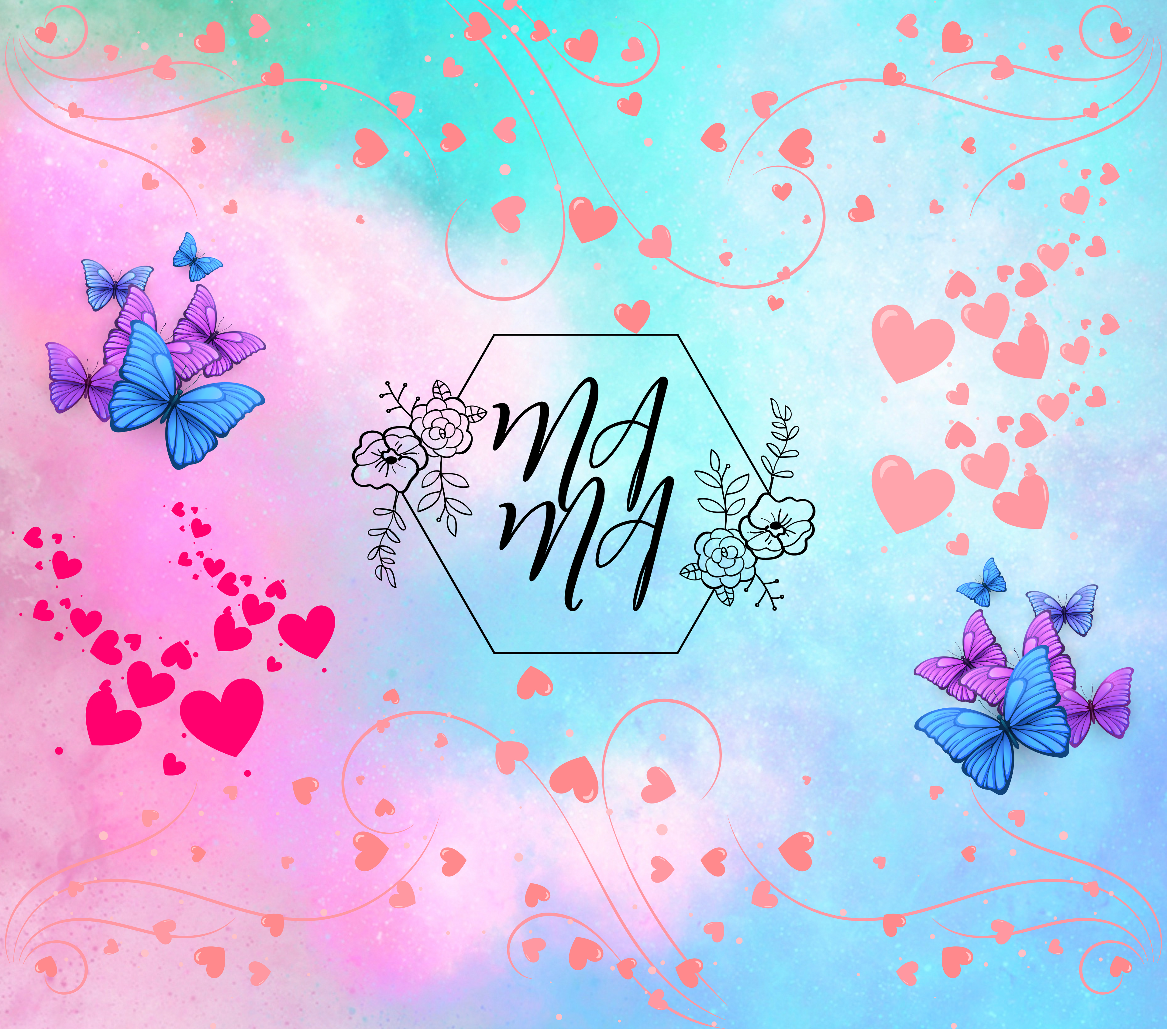 Mama Pastel Butterfly Hearts Tumbler - Dreamy Mother's Gift