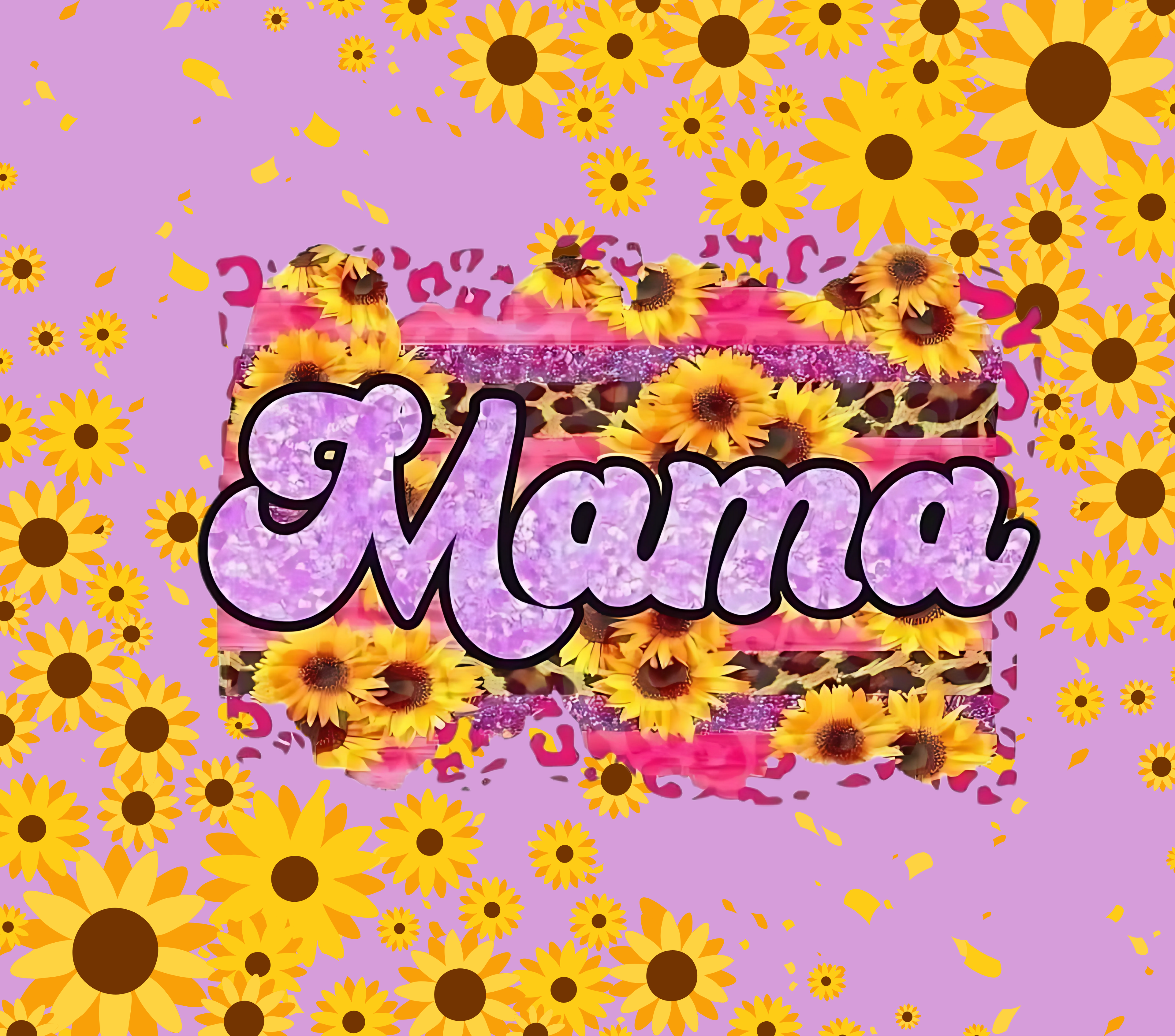 Mama Sunflower Leopard Glitter Tumbler