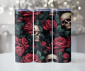 Skulls and Roses Gothic Pattern Tumbler