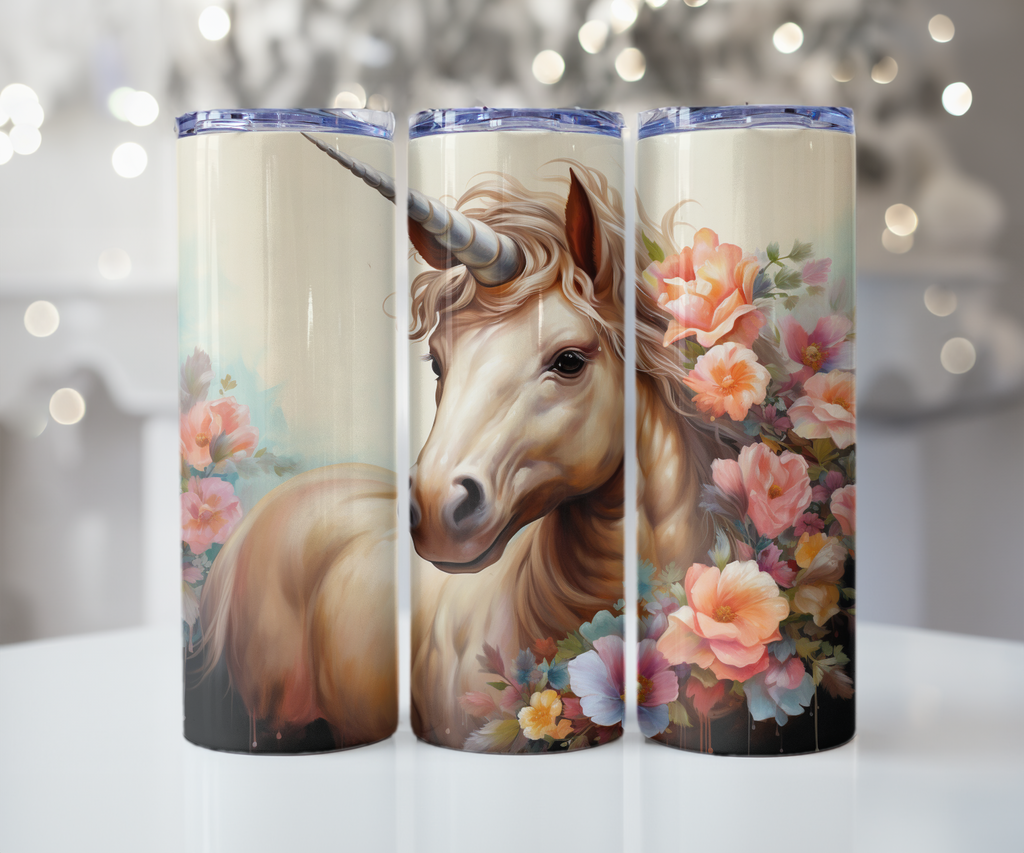 Golden Unicorn Garden Tumbler