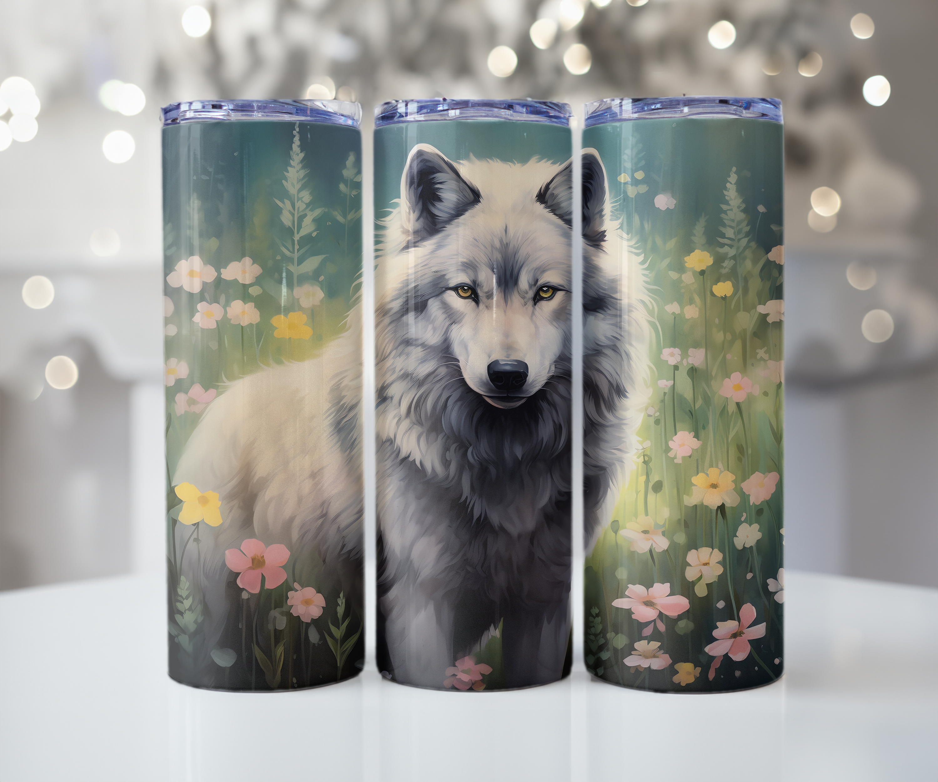 Wolf Wildflower Meadow Tumbler