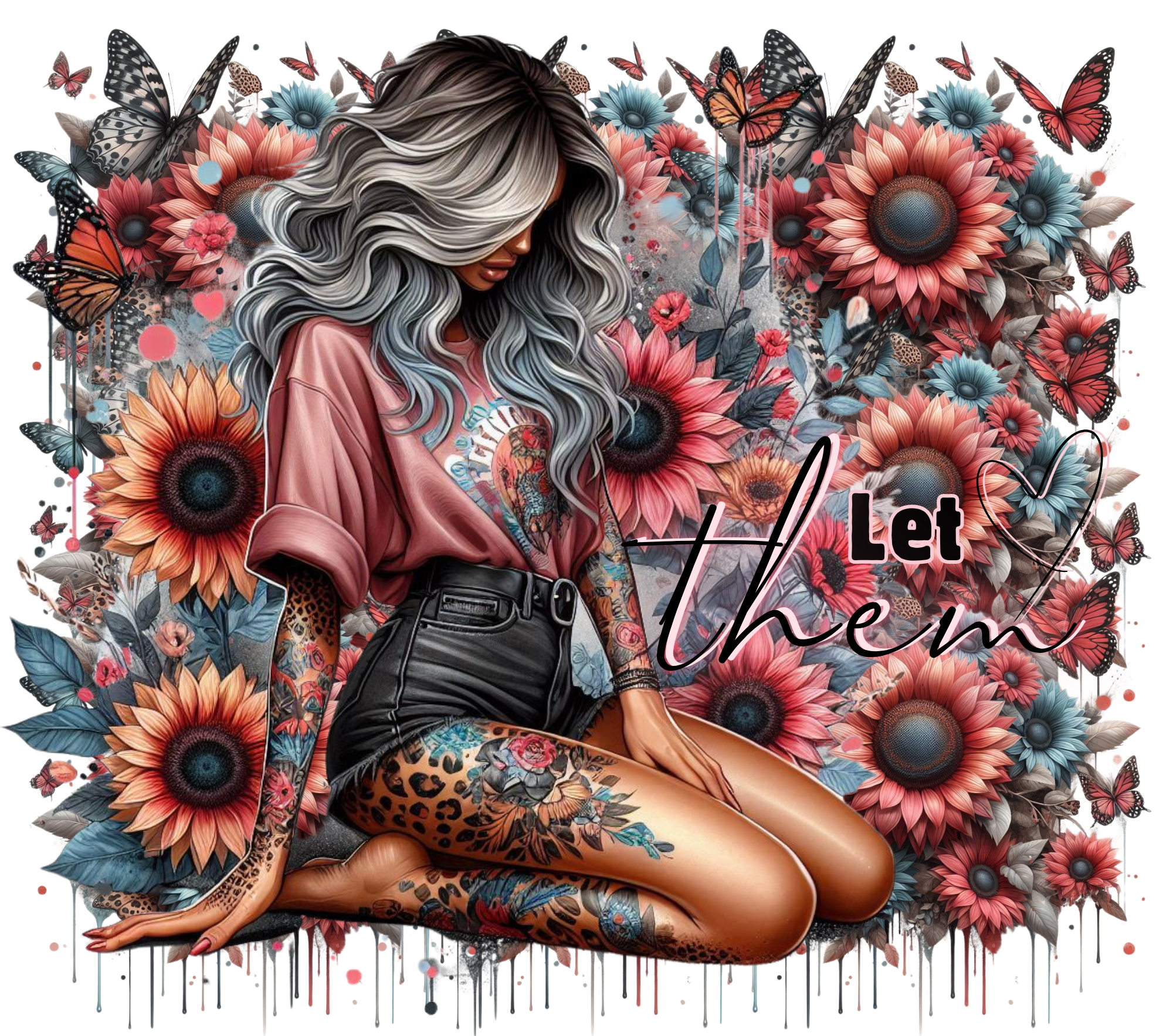 Let Them Tattoo Sunflower Tumbler