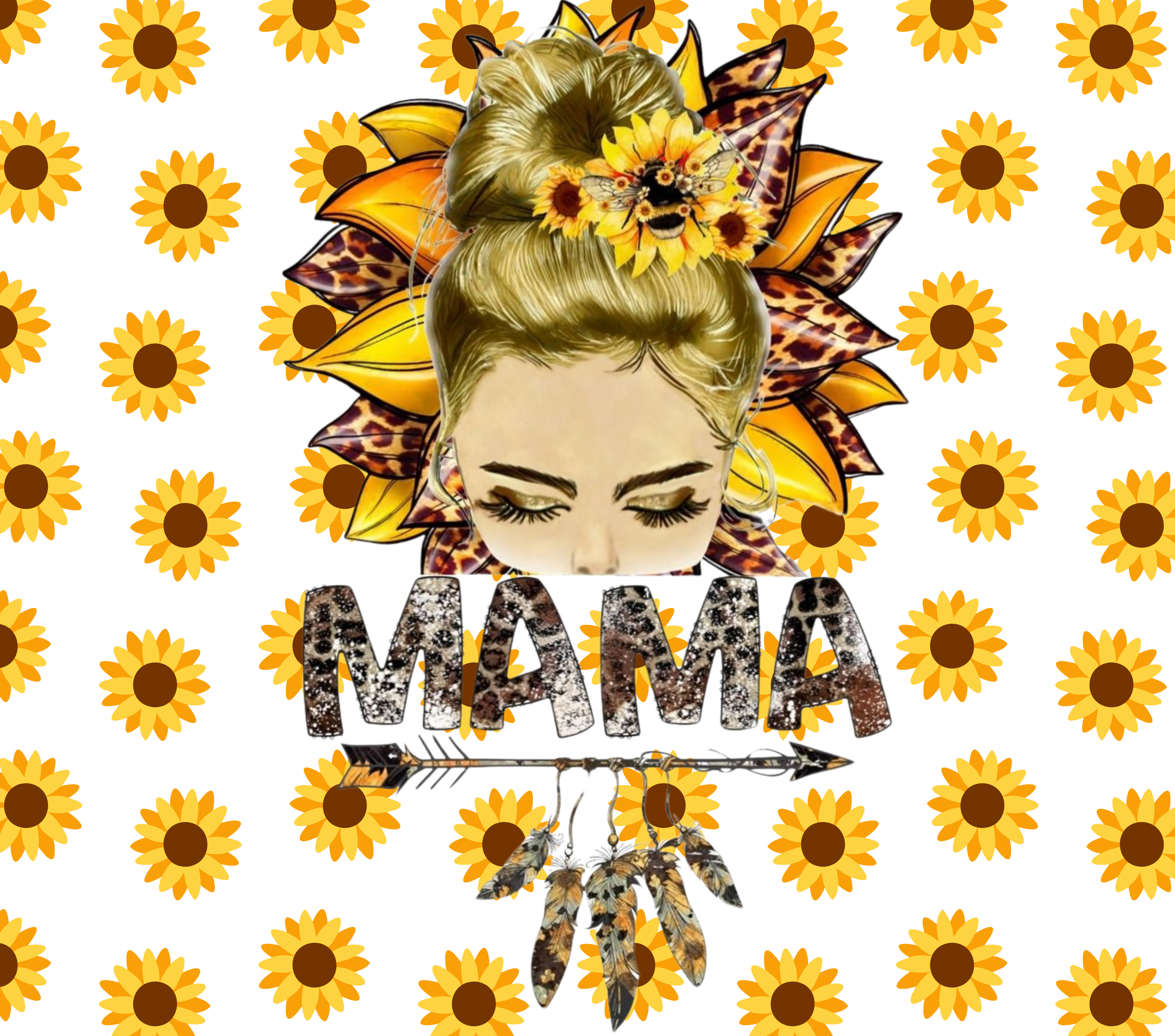 MAMA Messy Bun Sunflower Tumbler