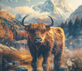 Highland Cow Alpine Lake