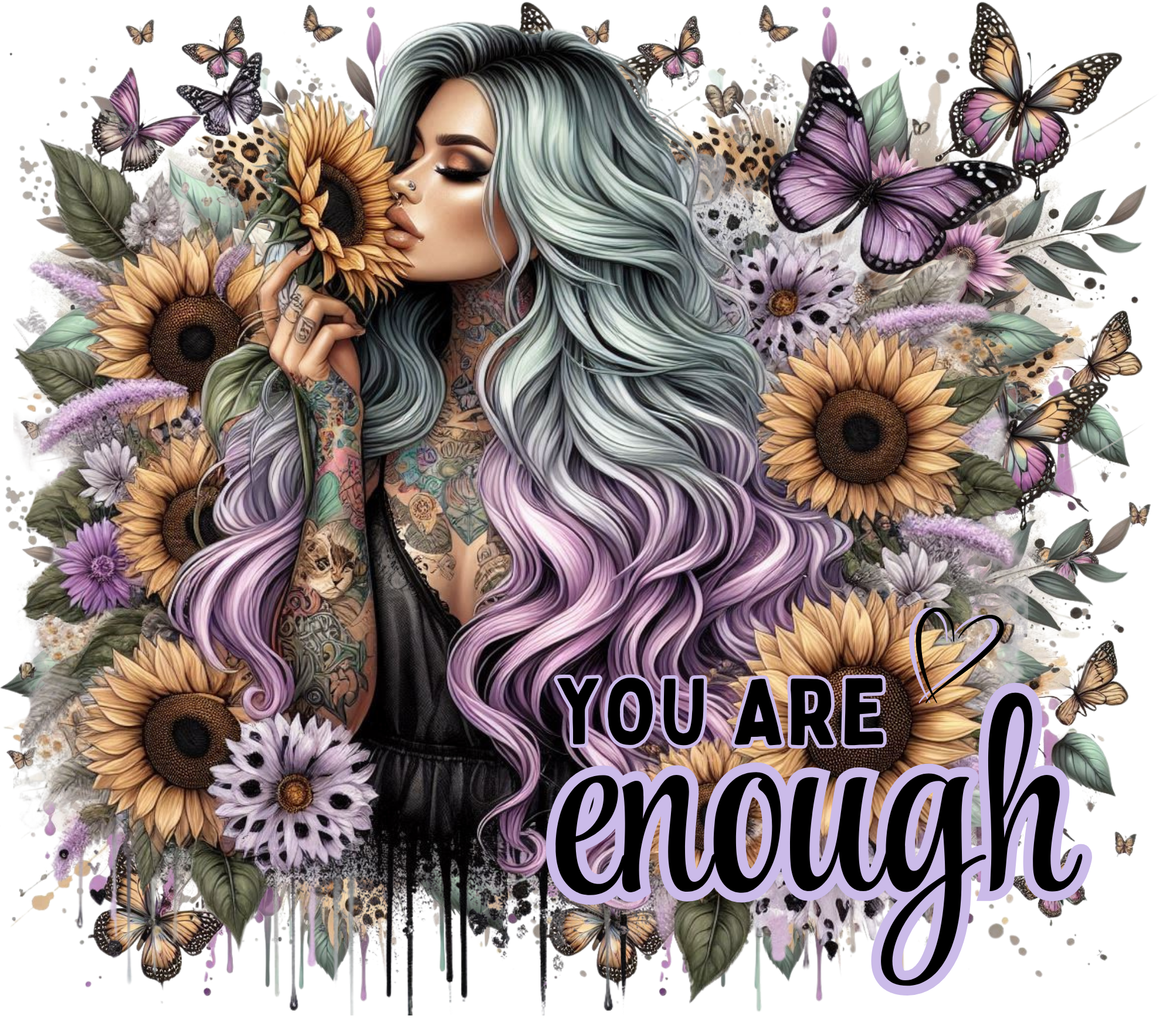 You Are Enough Tattoo Sunflower Tumbler