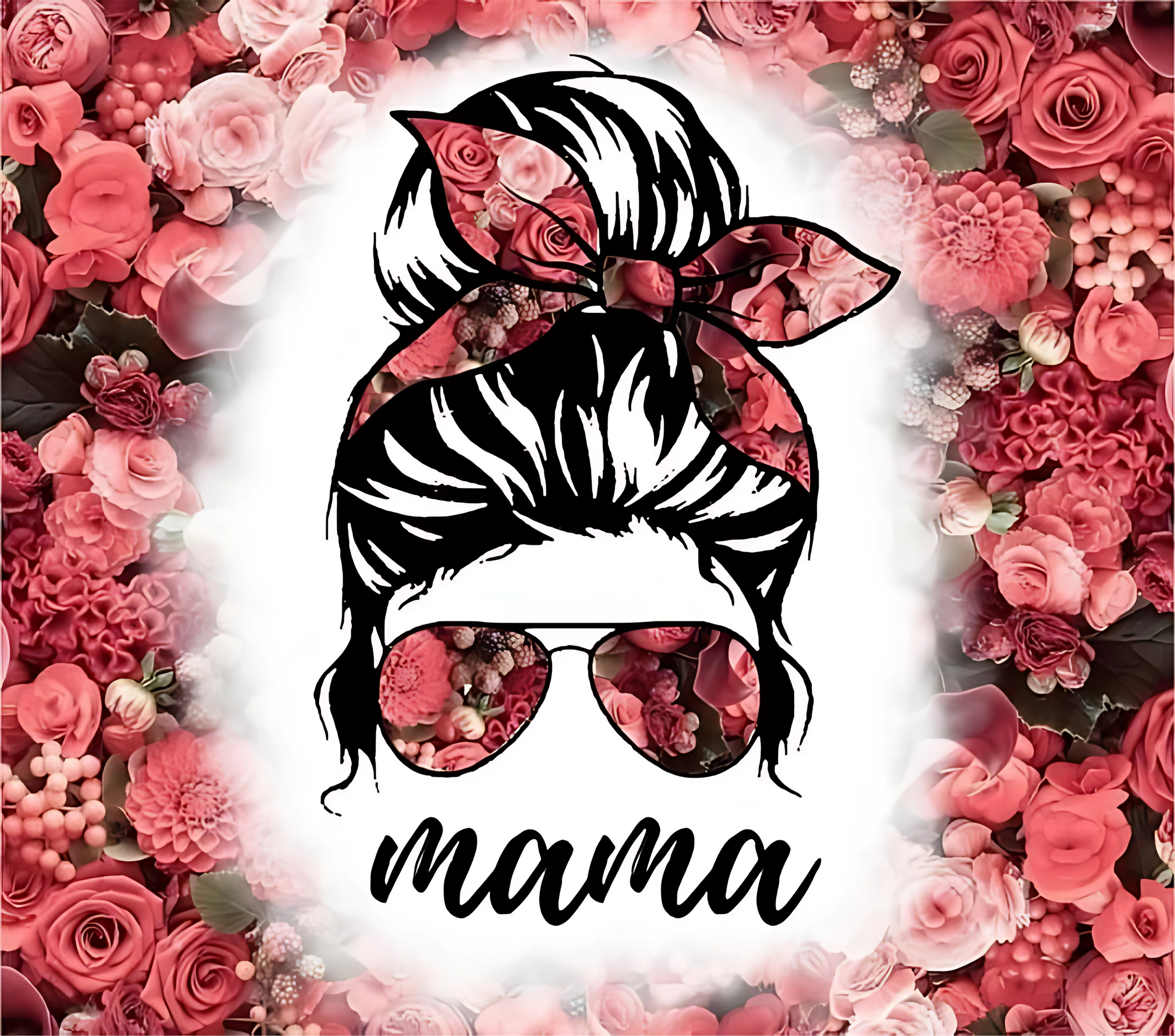 Mama Floral Messy Bun Tumbler