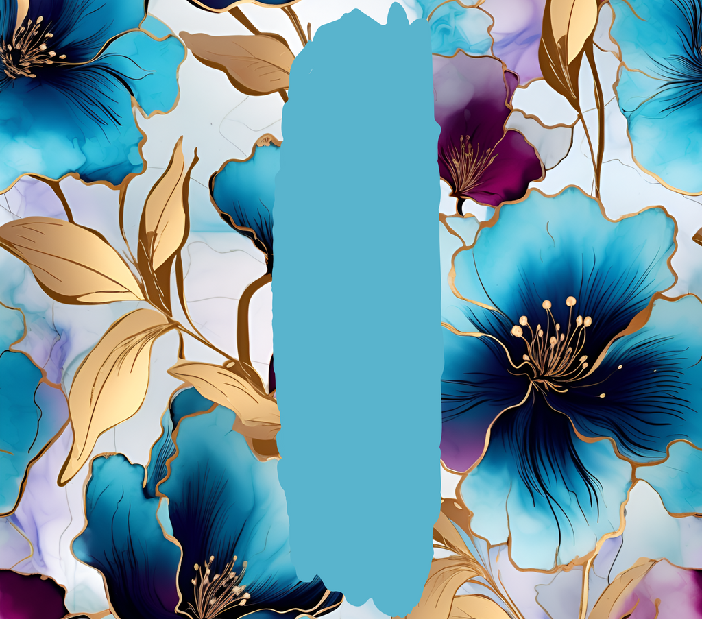 Turquoise Purple Gold Floral Tumbler - Customizable