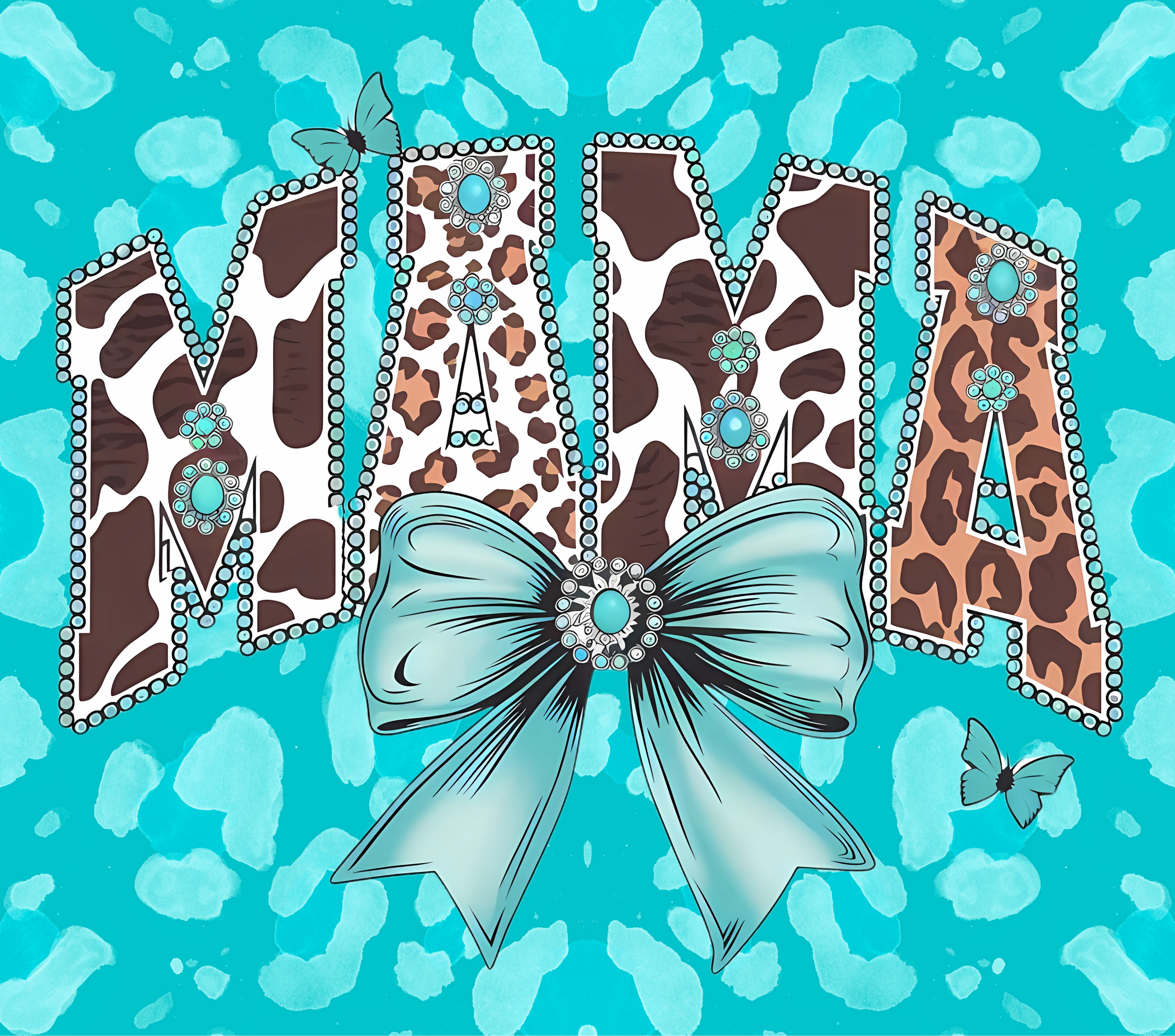 MAMA Turquoise Leopard Western Tumbler