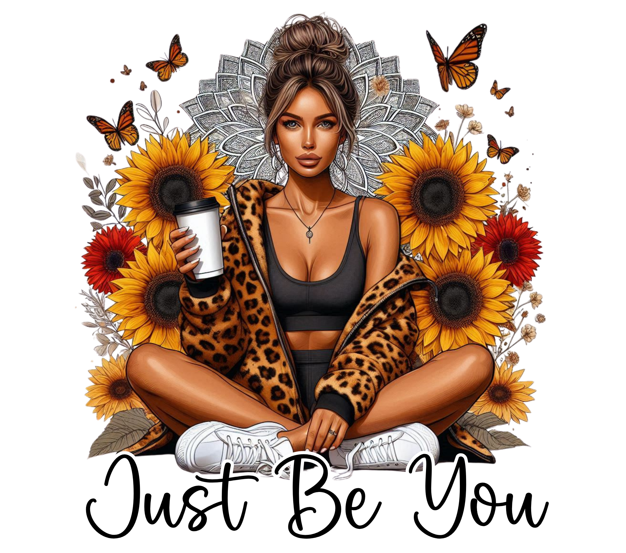 Just Be You Sunflower Mandala Tumbler