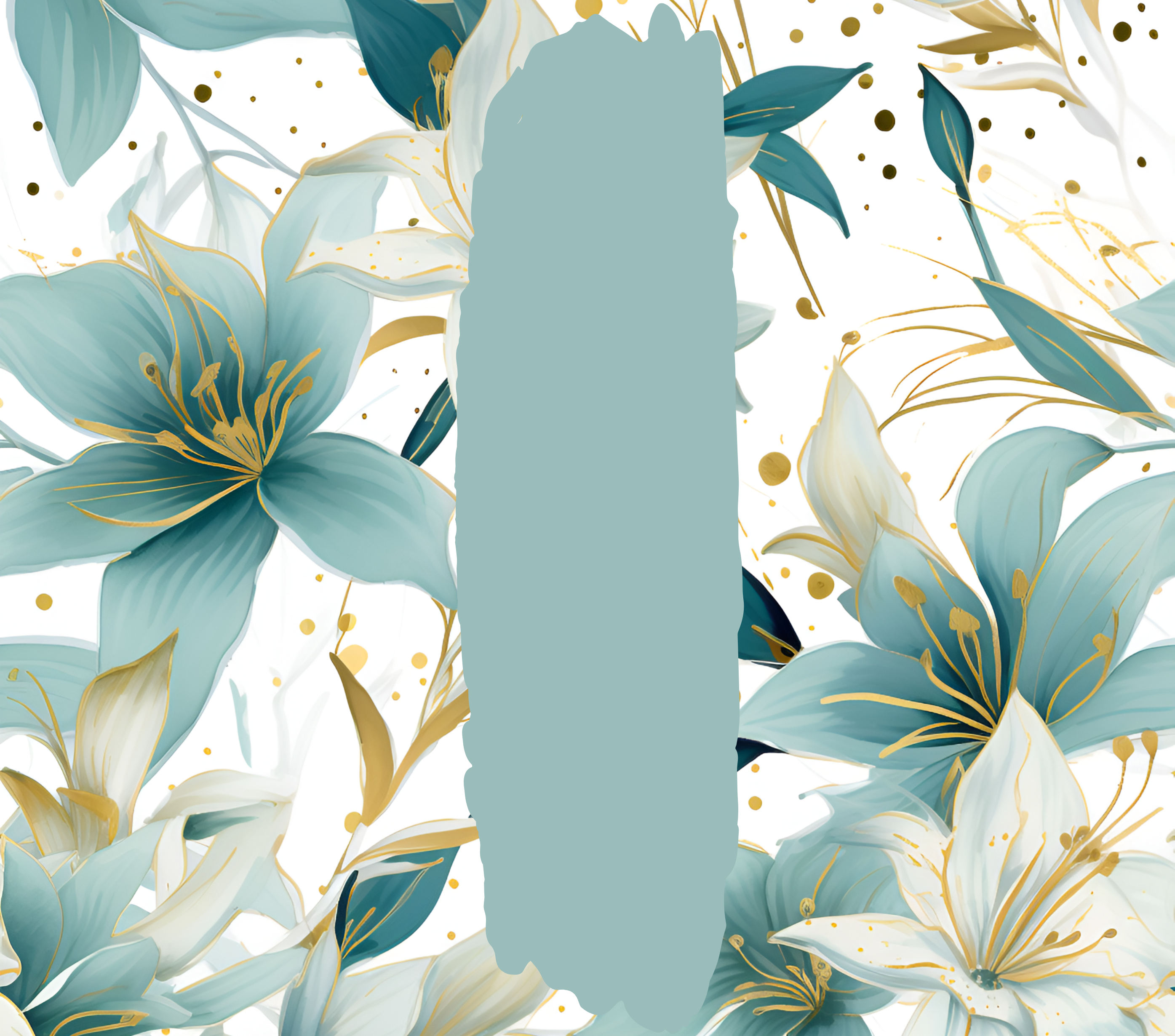 Teal Gold Lily Tumbler - Customizable