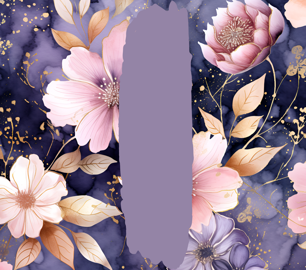 Pink Purple Gold Navy Floral Tumbler - Customizable