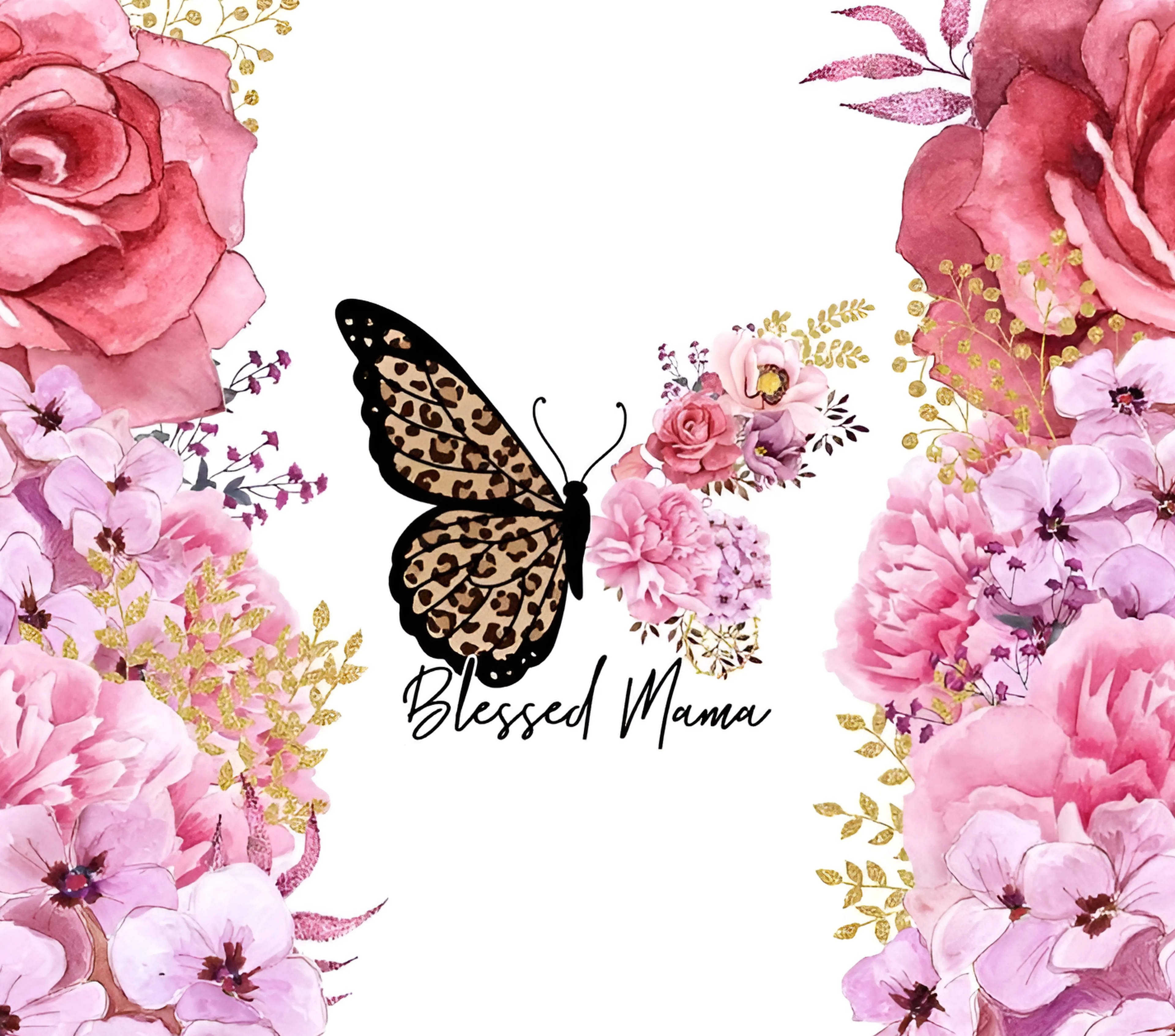 Blessed Mama Leopard Butterfly Tumbler